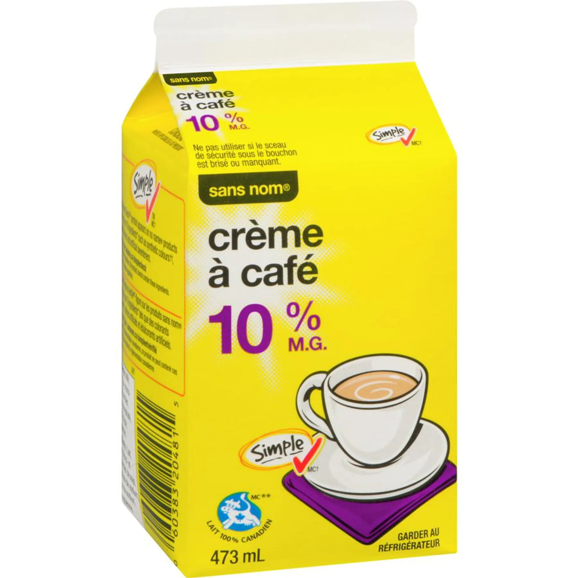 Crème à café 10 % M.G.