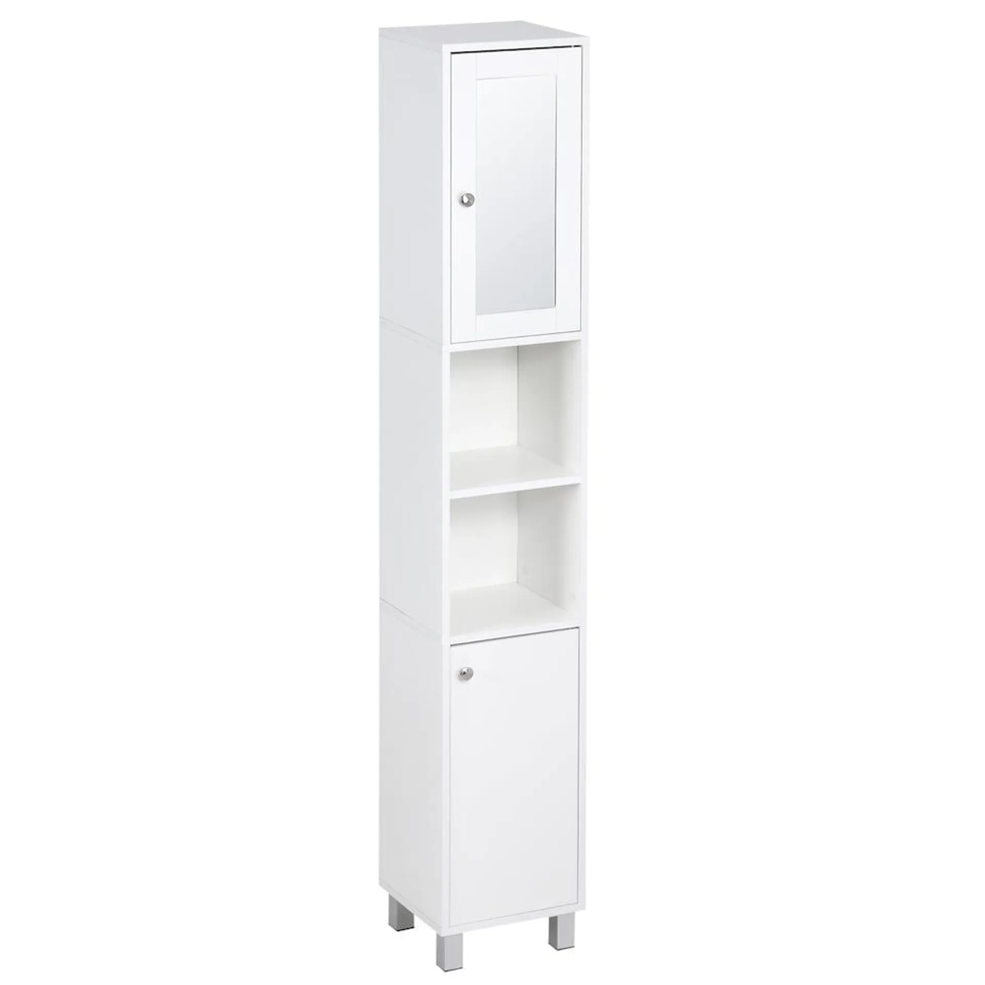 70.9-inch H Tall Bathroom Storage Cabinet with Mirror Adjustable Shelves in White