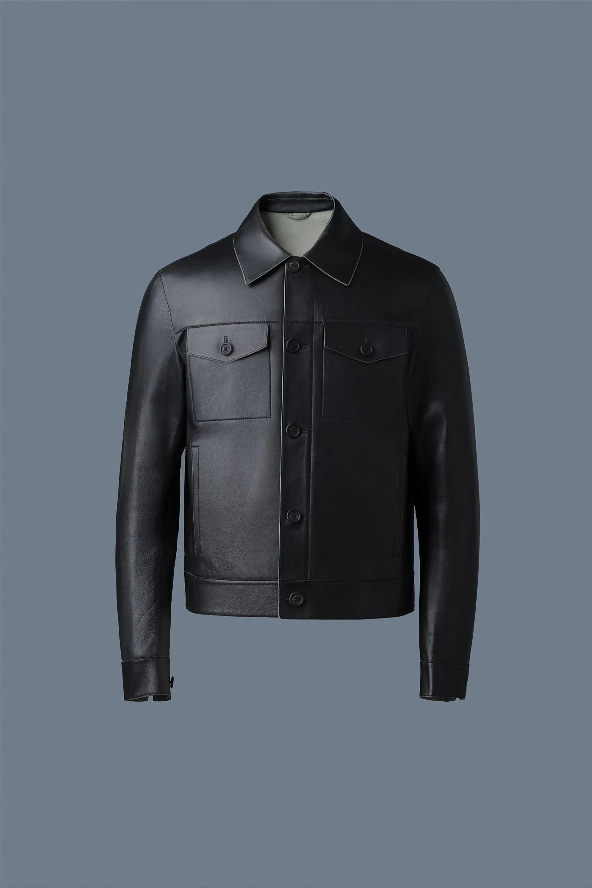 LINCOLN Leather Jacket with Horn Buttons