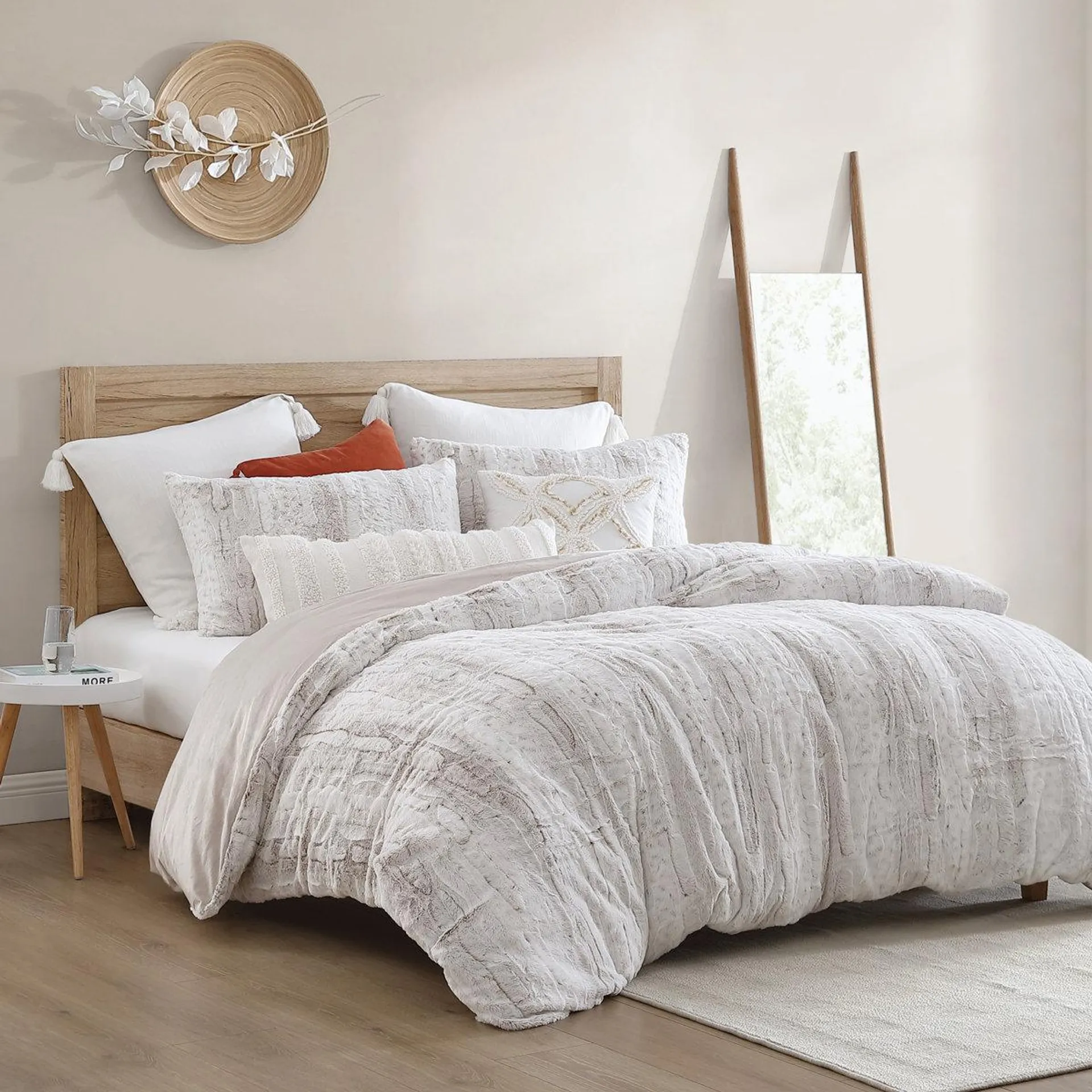 Ivory Microfiber Reversible 3 Piece Comforter Set (Set of 3)