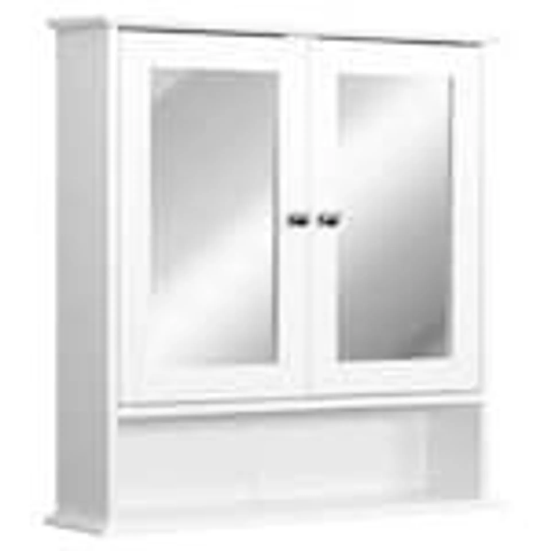 22.8-inch H Wall Mounted Bathroom Storage Cabinet with Mirror and Double Doors in White