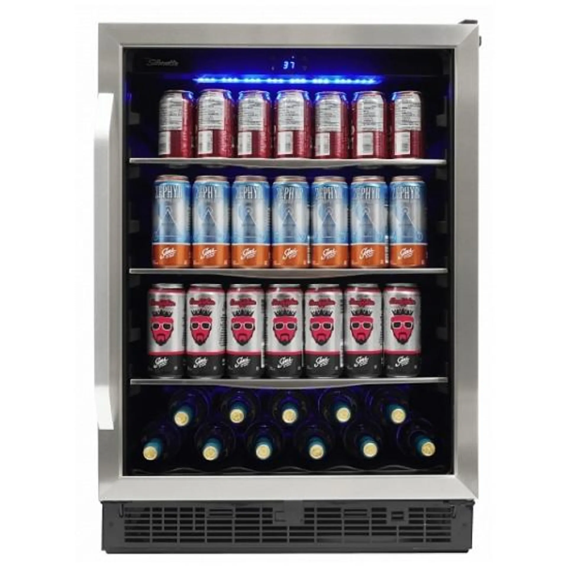Silhouette SBC057D1BSS Under Counter Refrigeration, 24 inch Width, 24 inch Width, Stainless Steel colour Blue LED Interior, Wave Wine Storage
