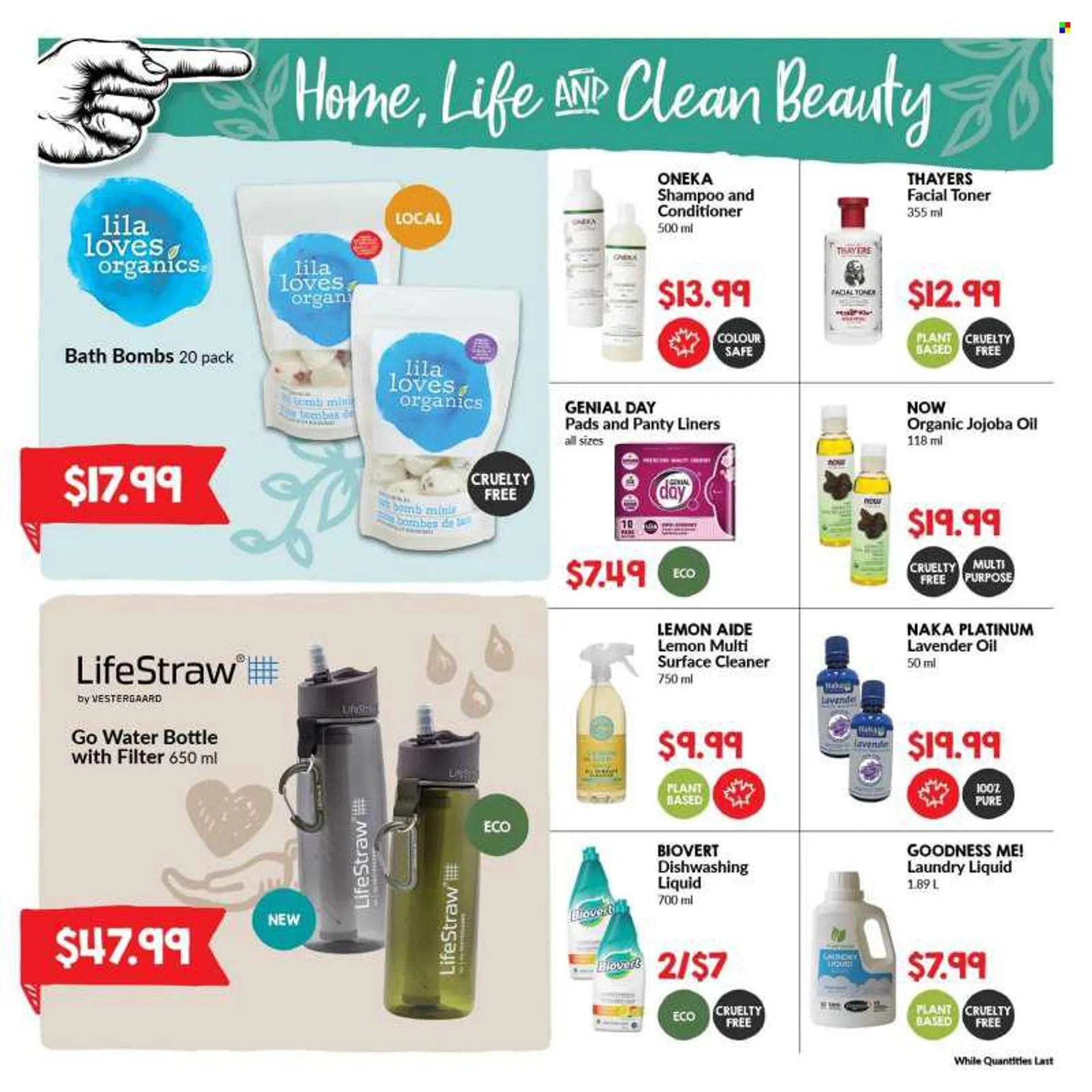 Goodness Me Flyer - August 04, 2022 - August 17, 2022 - Sales products - oil, rosé wine, surface cleaner, cleaner, laundry detergent, dishwashing liquid, bath bomb, conditioner, drink bottle, shampoo. Page 12.