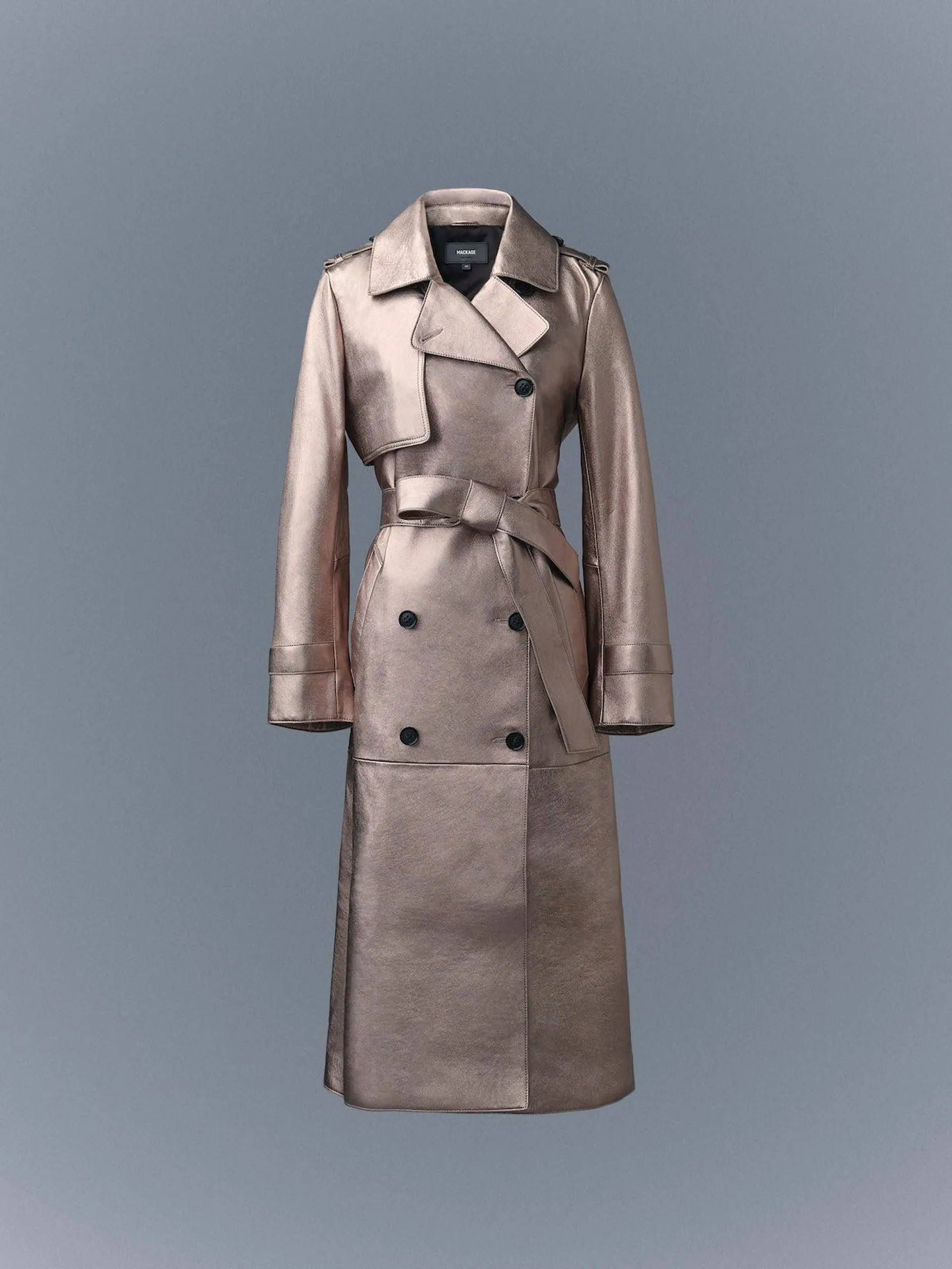 GAEL-V Maxi Leather Trench Coat