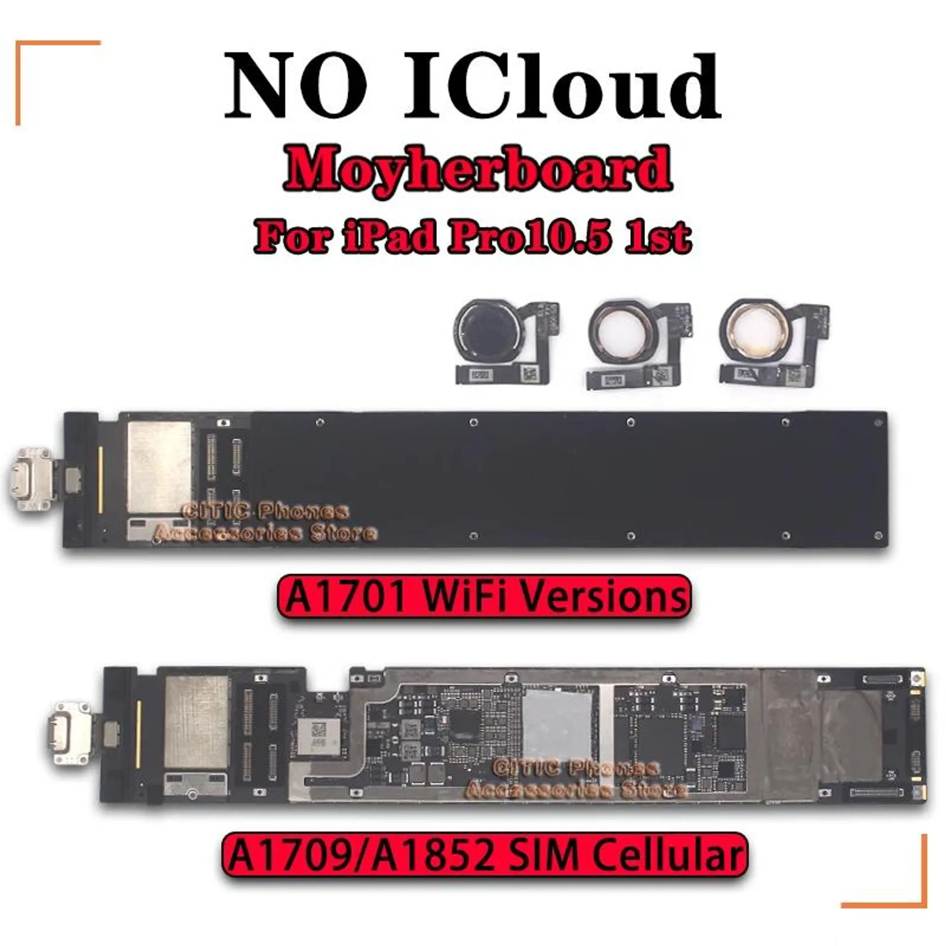 Original NO iCloud For IPad Pro10.5 1st Logic Motherboard A1701 WIFI Versions A1709 A1852 3G SIM Cellular Versions Motherboard