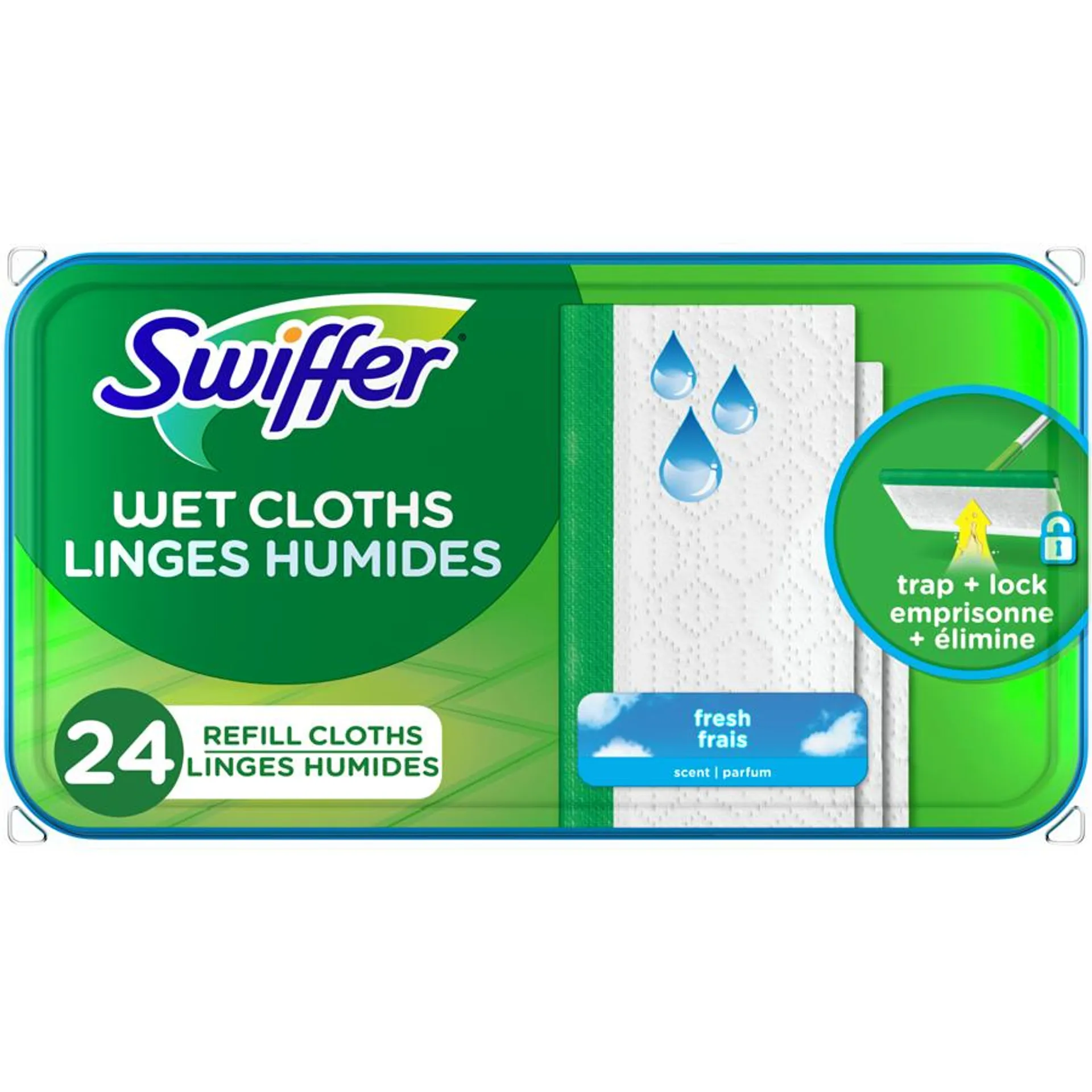 Sweeper Wet Mopping Cloth Refills for Floor Mopping and Cleaning, Multi-Surface Floor Cleaner, Fresh Scent, 24 count