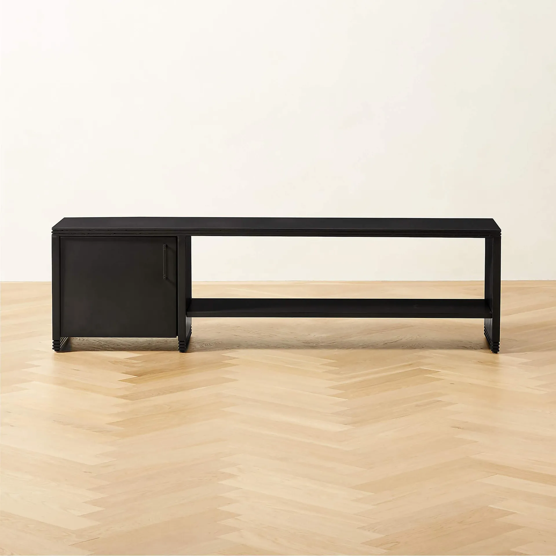 Hendricks Black Metal Shoe Storage Bench