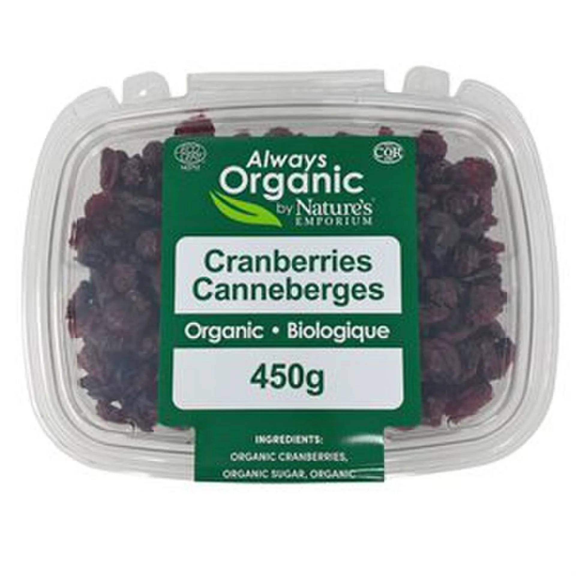 Always Organic Cranberries Org Tub 450 g