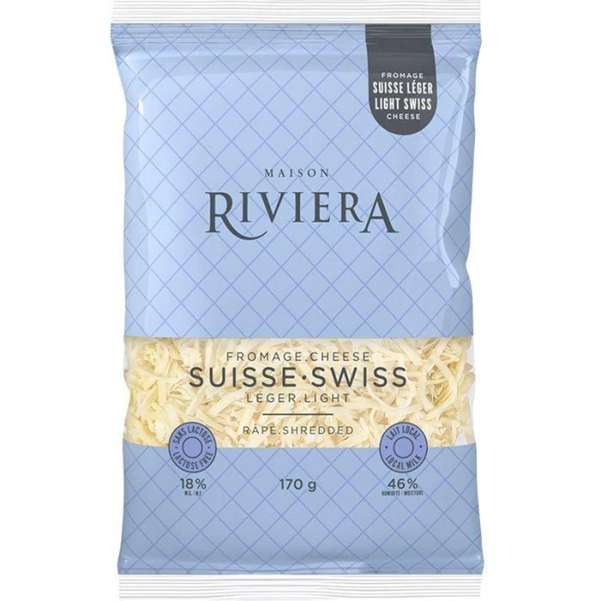 Fromage suisse léger râpé sans lactose 27% | 170 g