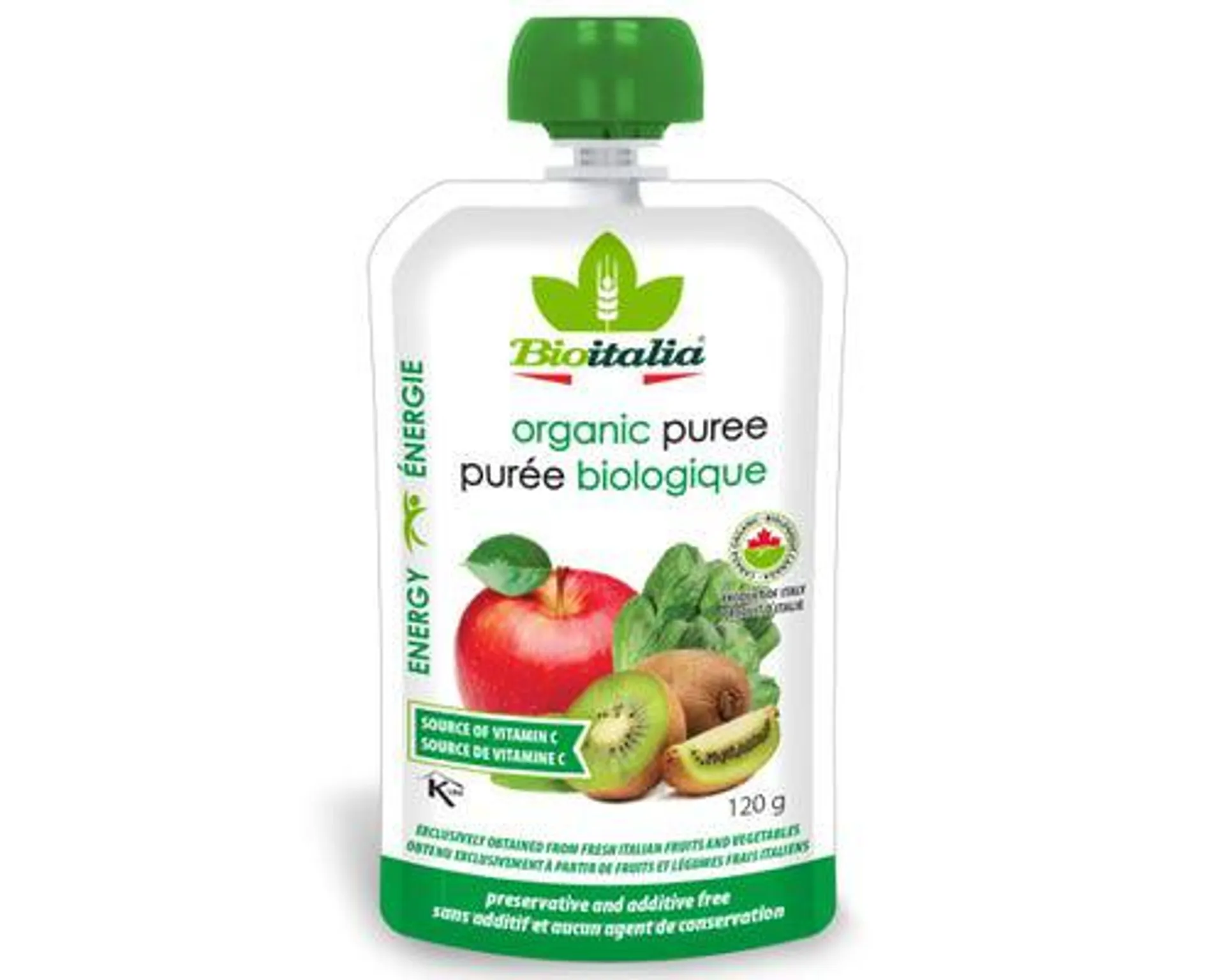 Bioitalia Organic Smoothie Apple,Kiwi & Spinach 120g