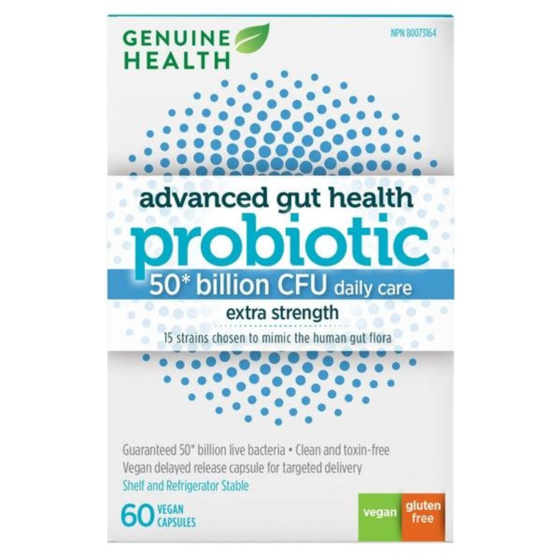 Genuine Health Advanced Gut Health Probiotics, 50 Billion CFU, 60 Vegan Capsules