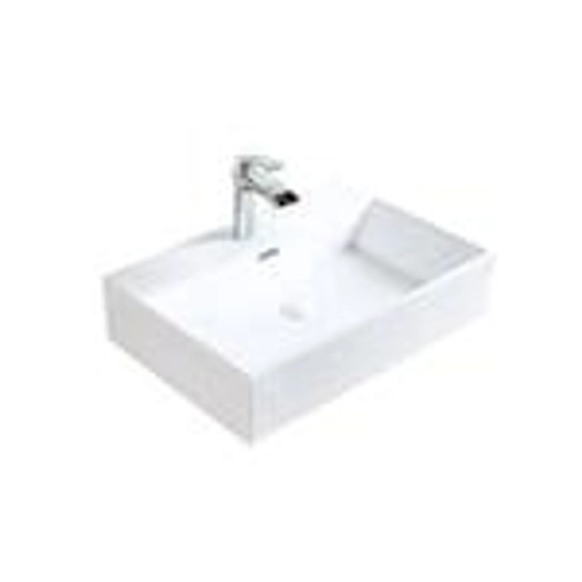 Hana 23-5/8 inch Ceramic Vessel Rectangular Sink Basin with Overflow in Glossy White