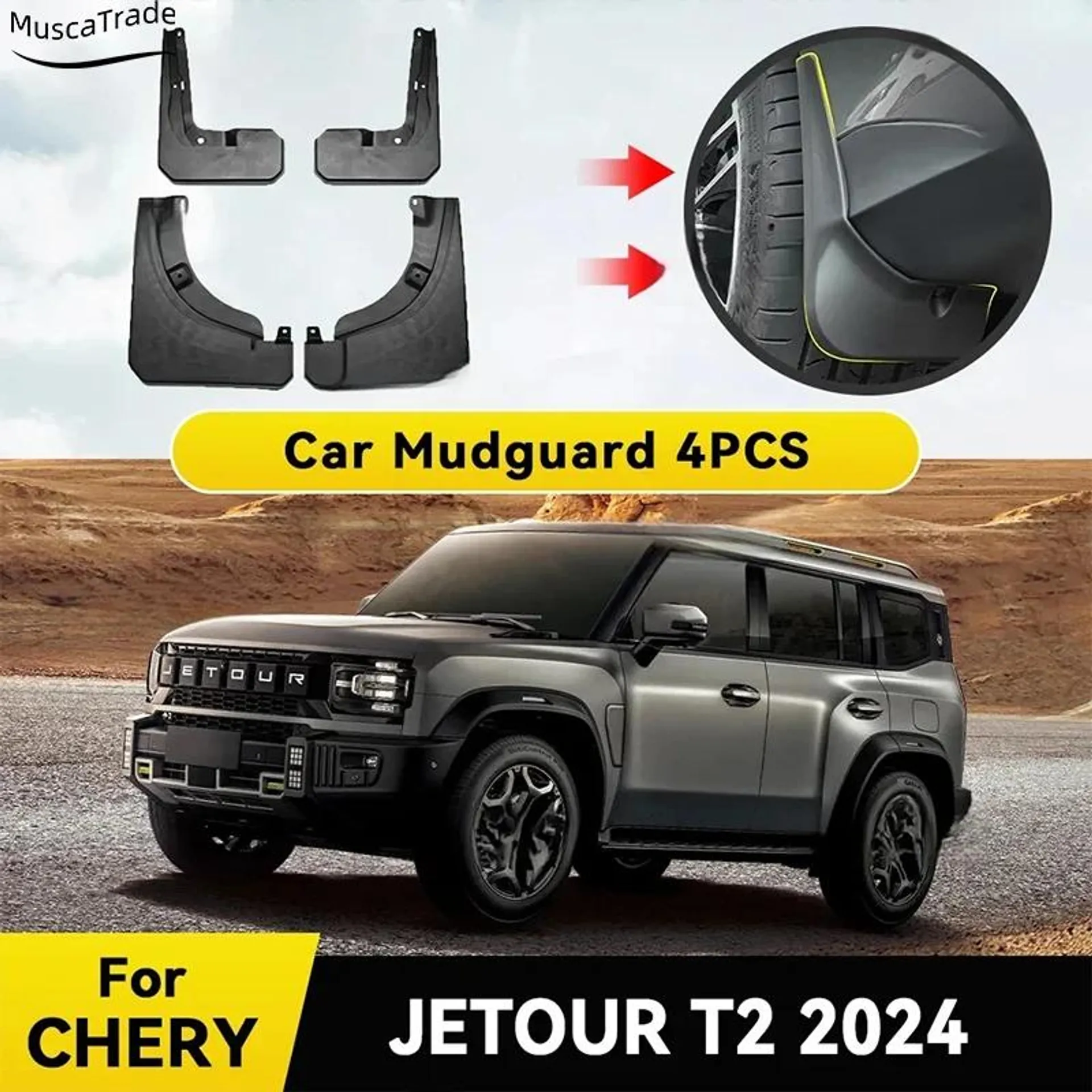 Car Fender Mud Flaps For CHERY JETOUR T2 2024 Splash Guards MudFlaps Front Rear Wheel Mudguards 4pcs Auto Accessories