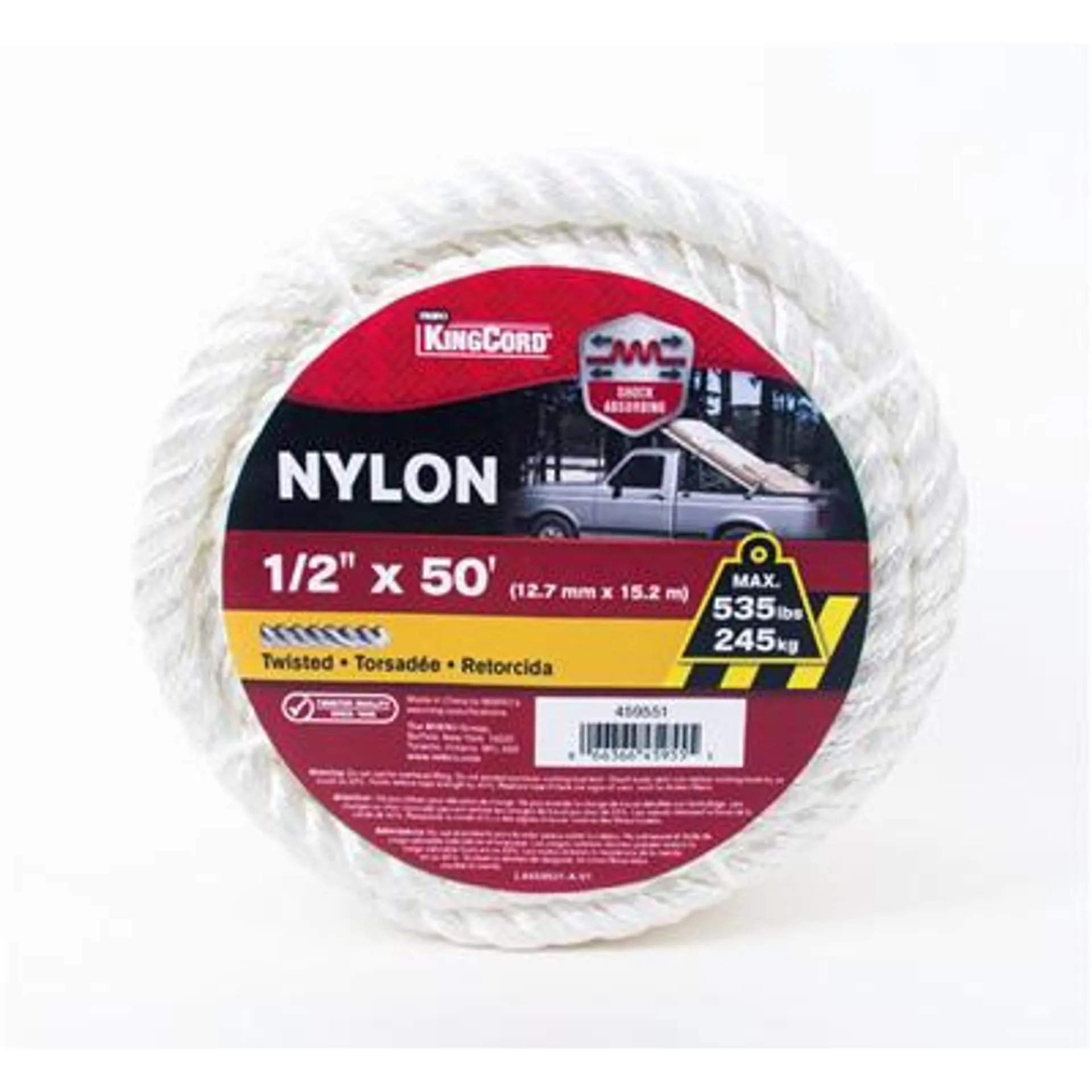 1/2" x 50' NYLON TWSTD-WHITE - COIL