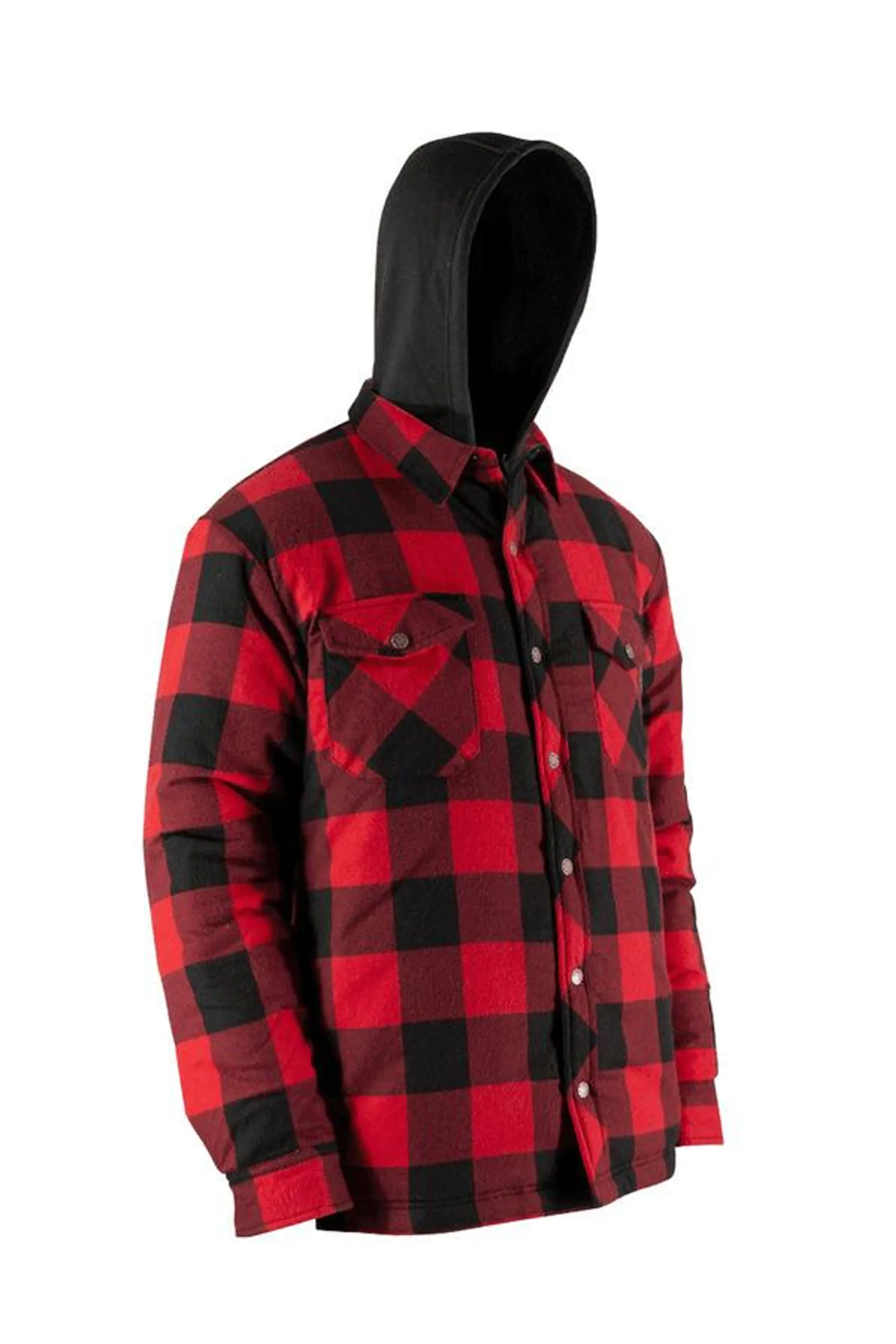 Quilted flannel shirt with with hood and rustproof snaps - Plus Size