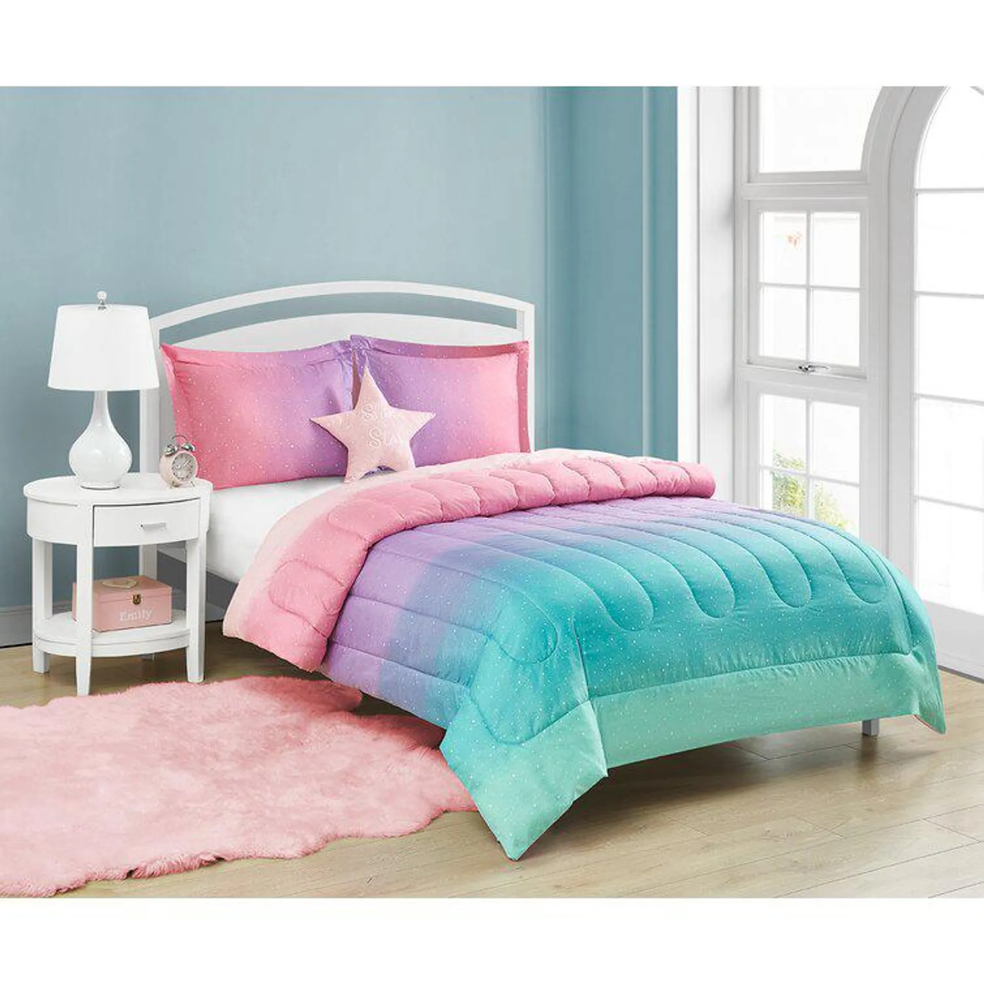 Jada Celestial Ombre 4 Piece Mini Comforter Set With Decorative Pillow
