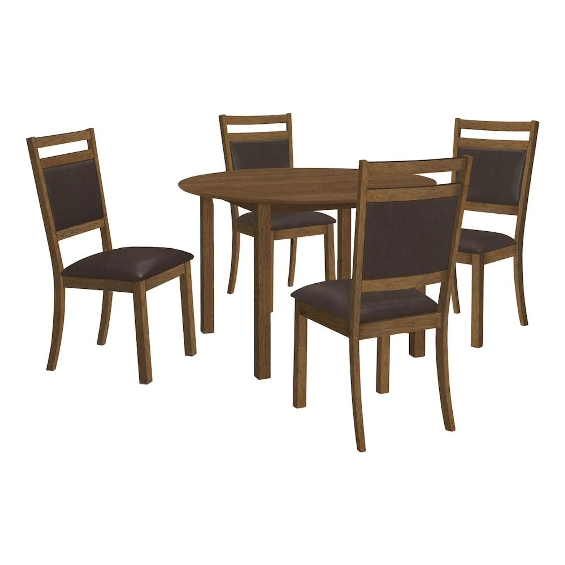 Dining Table, 48" Round, Small, Kitchen, Dining Room, Veneer, Wood Legs, Brown, Transitional