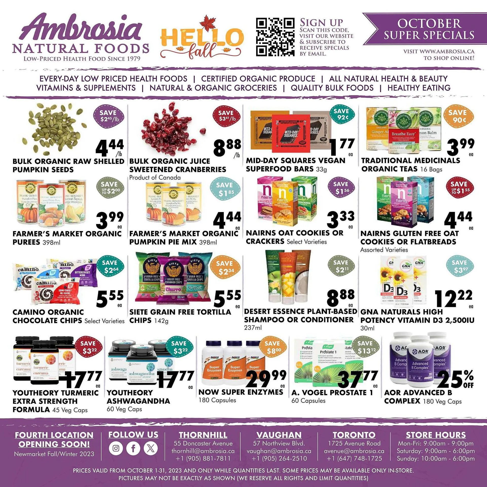 Ambrosia Natural Foods flyer