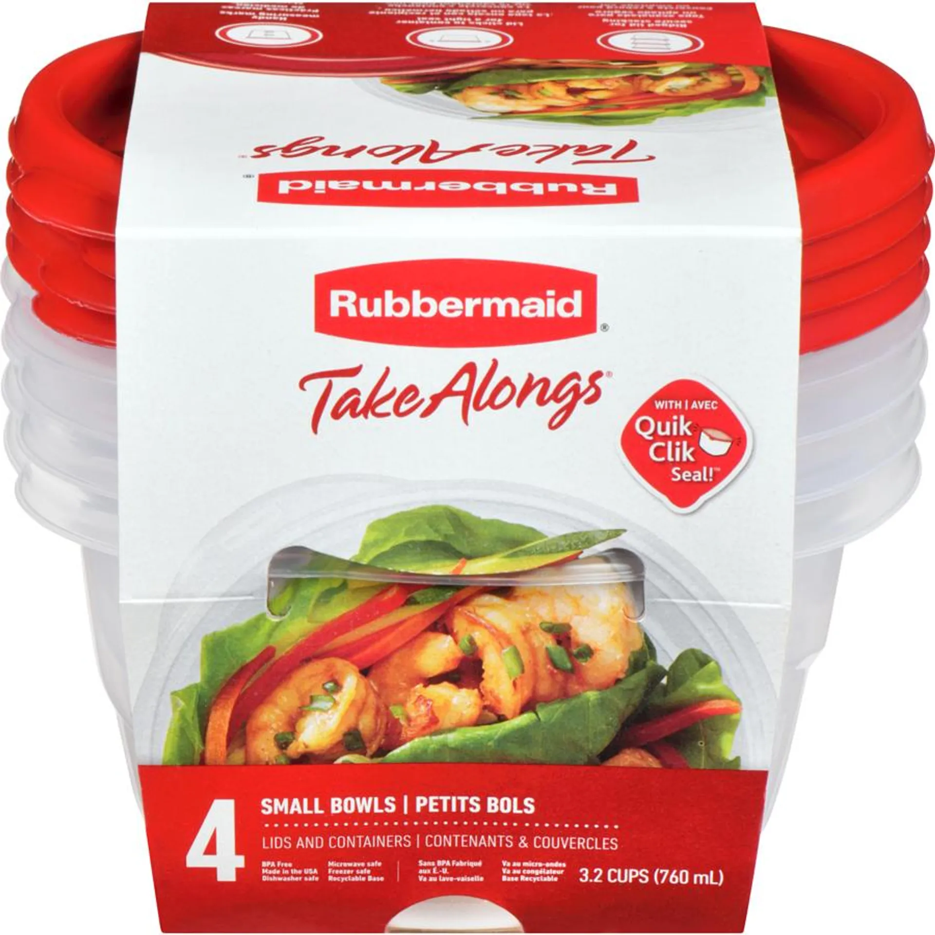 TakeAlongs Food Storage Containers, 3.2 Cups, Deep Squares, 4 Pack, Tint Chili