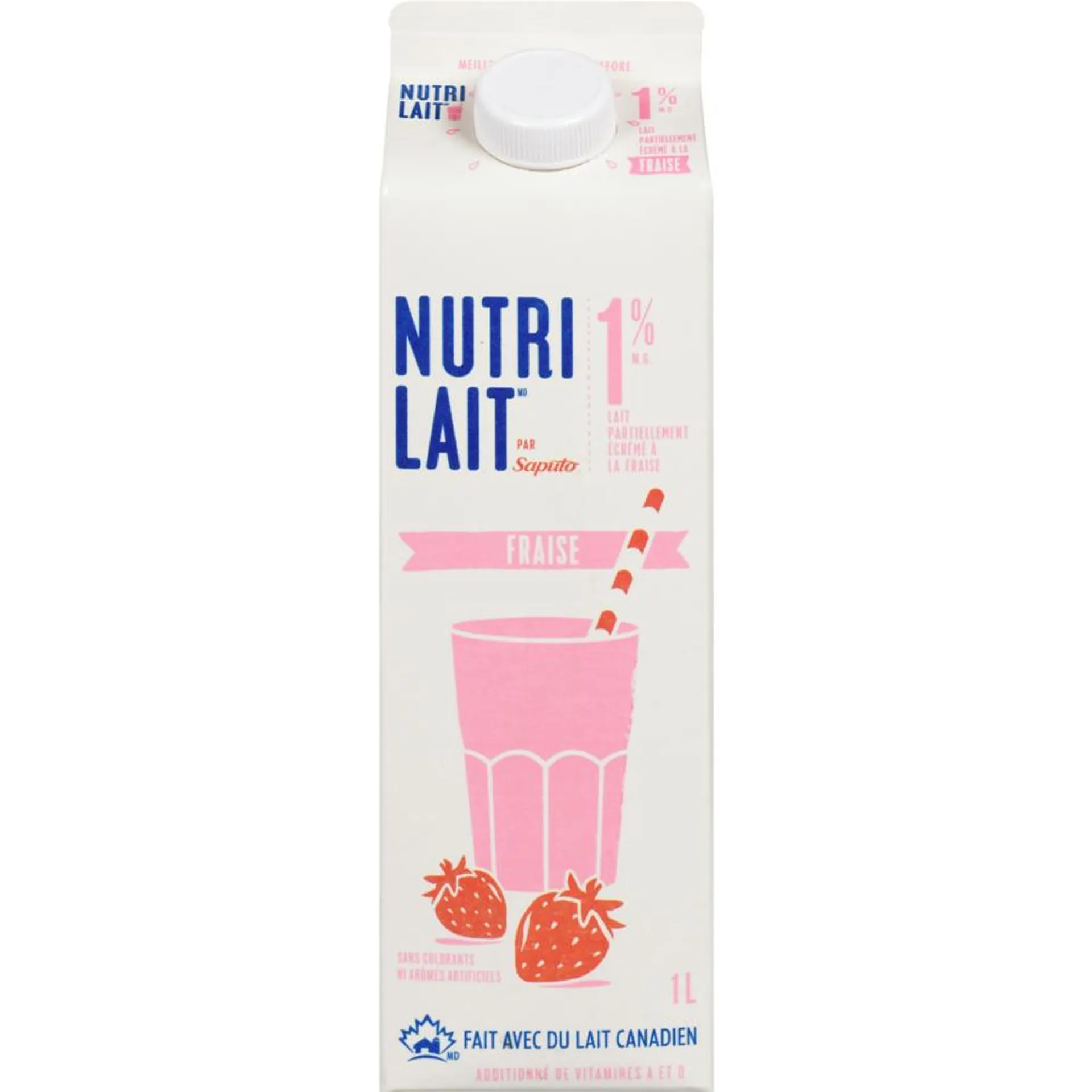 Lait partiellement écrémé 1 % M.G. fraise