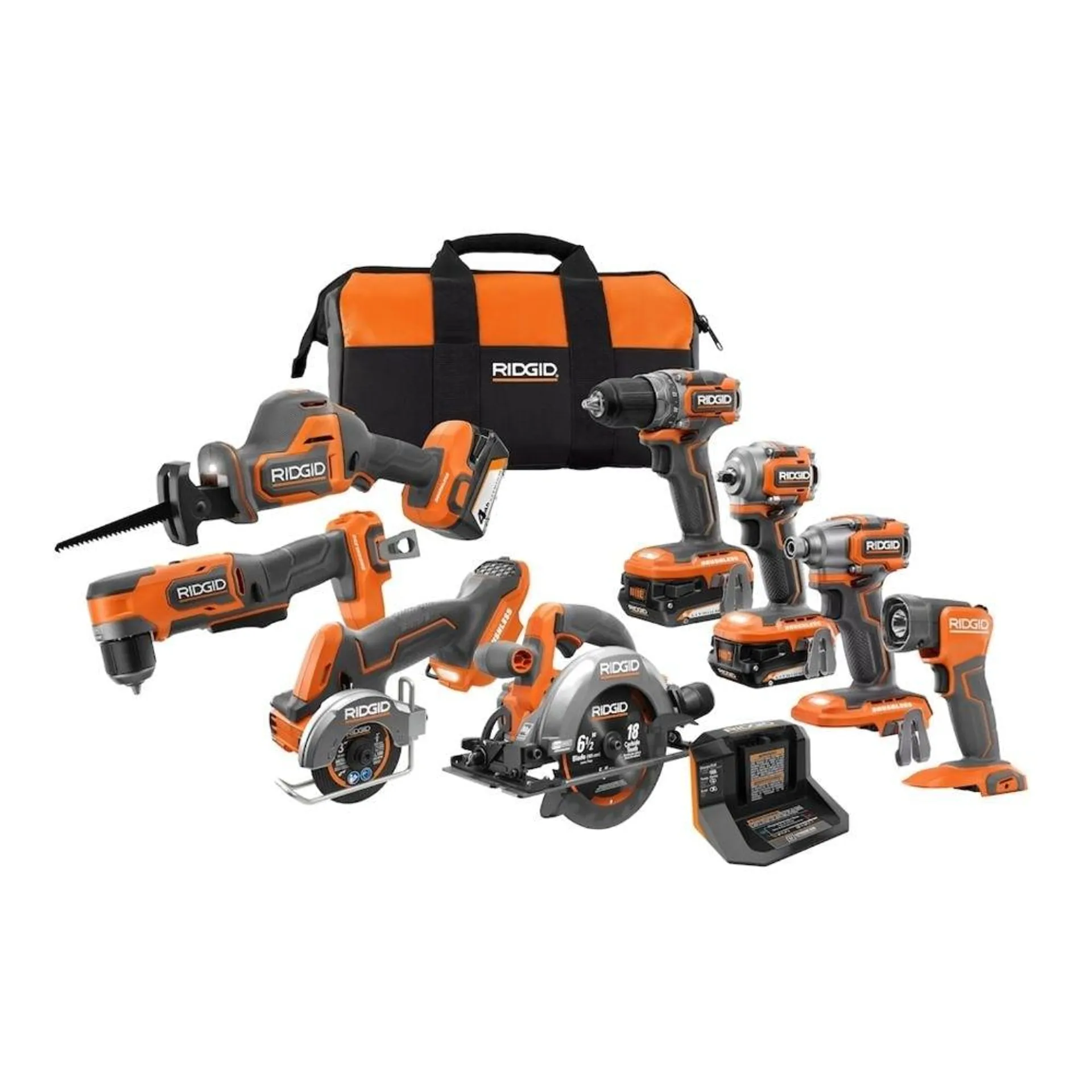 18V Brushless Sub-Compact Cordless 8-Tool Kit with (2) 2.0 and (1) 4.0 Battery and Charger