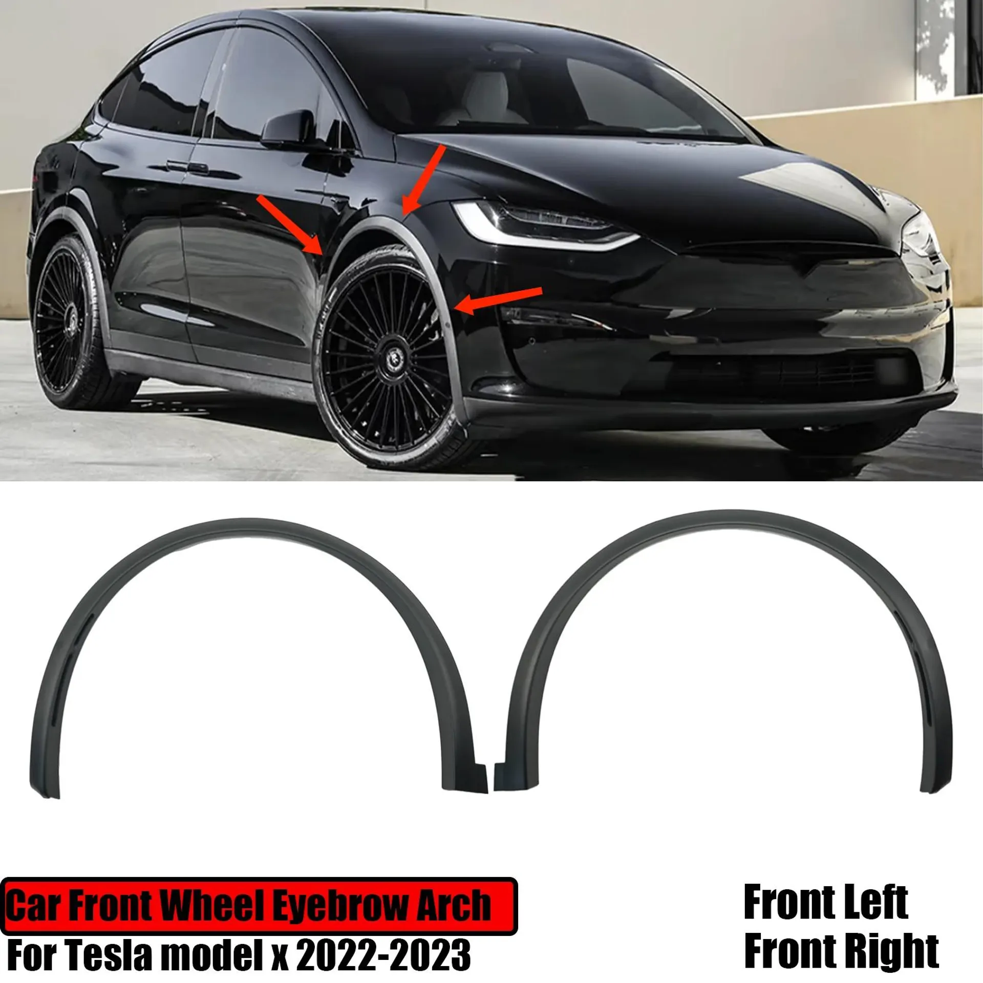 For Tesla Model X 2022 2023 2024 Car Front Wheel Eyebrow Arch Flare Fender Molding Trim Left Right 1078207-00-F 1078209-00-F