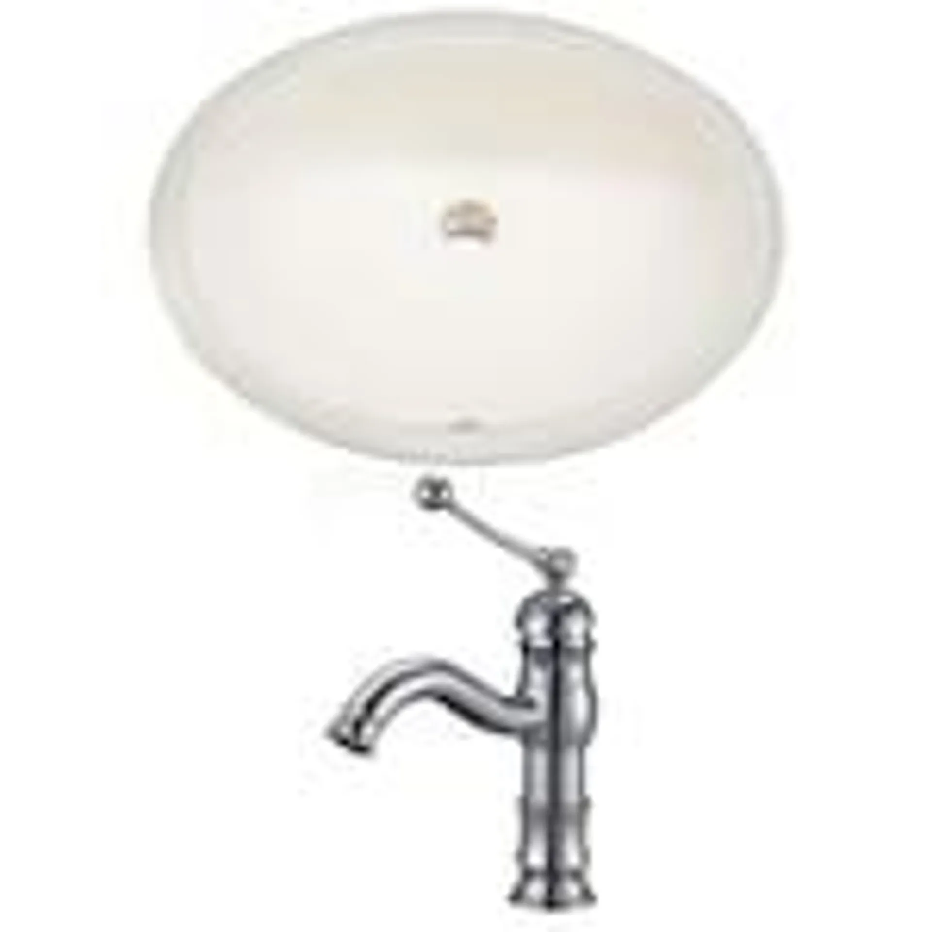 19.75- inch W Oval Undermount Sink Set In Biscuit - Chrome Hardware With 1 Hole CUPC Faucet