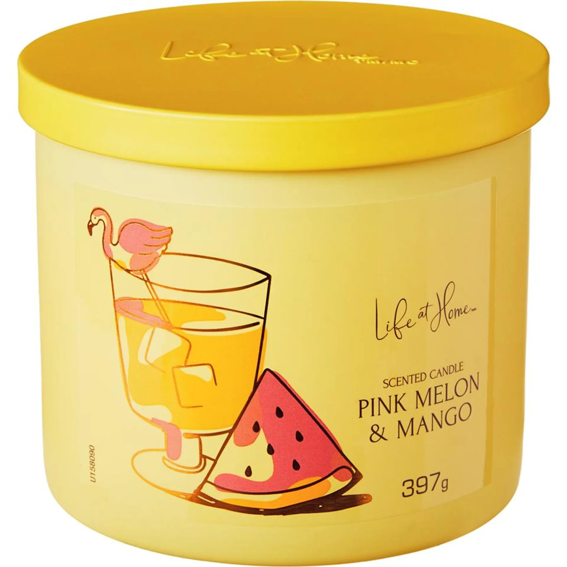 Pink Melon and Mango 3 Wick Scented Candle with Lid