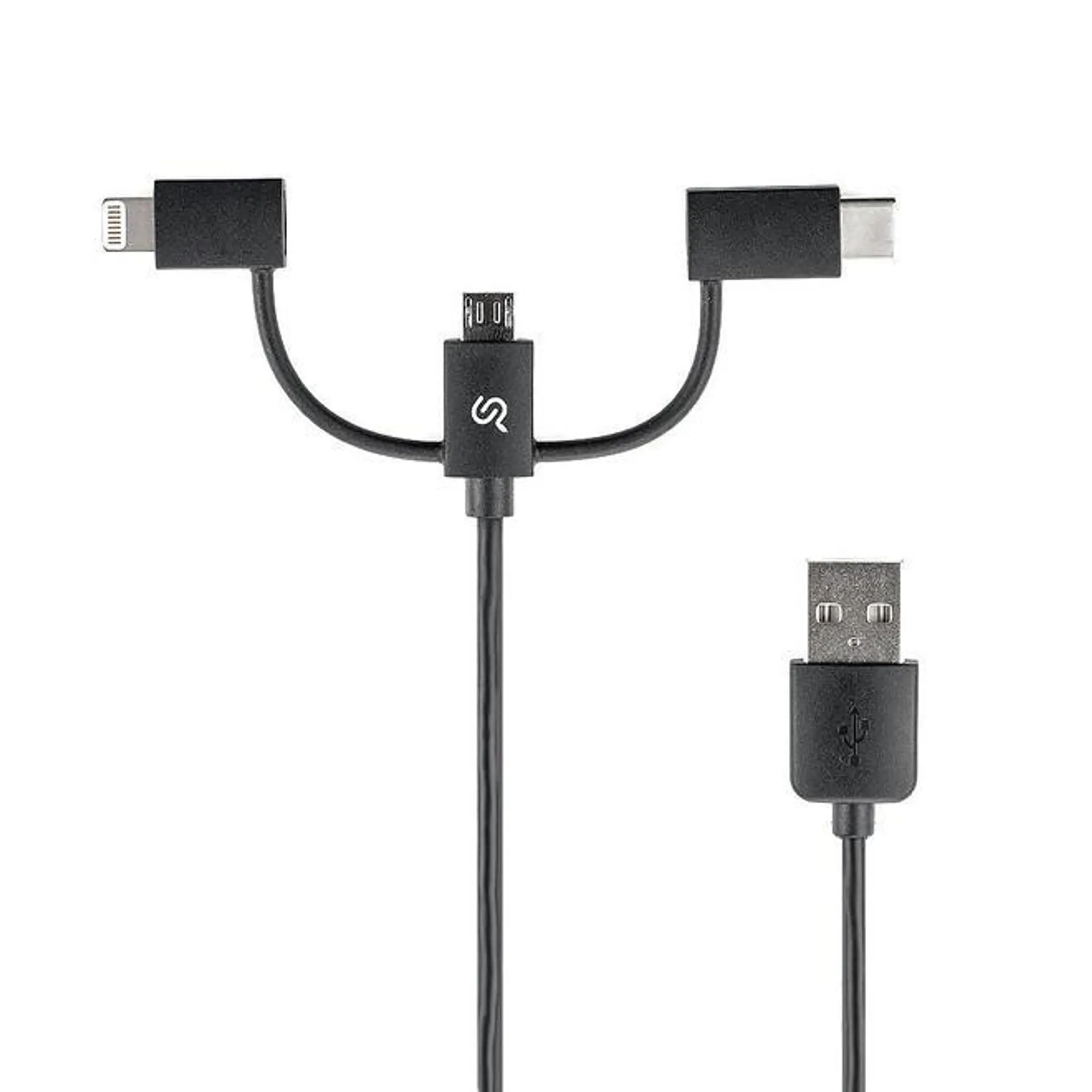 3 in1 Charging Cables USB 2.0 to Lightning (MFi Certified) Micro USB USB-C Type C 3Ft - PrimeCables®