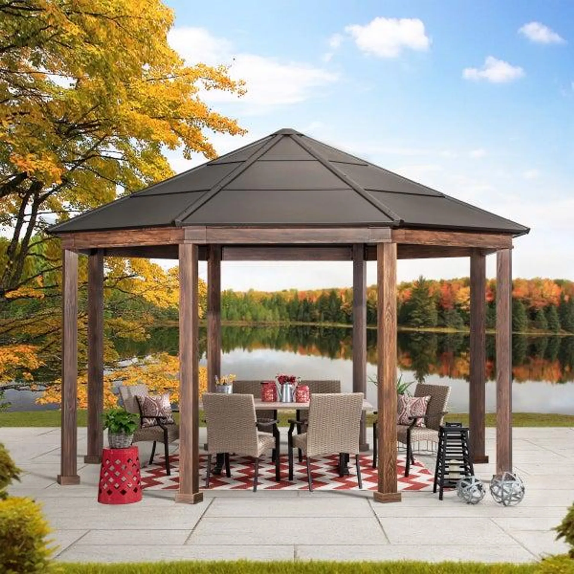 Sunjoy 15 ft. x 15 ft. Daybreak Octagon Hardtop Gazebo