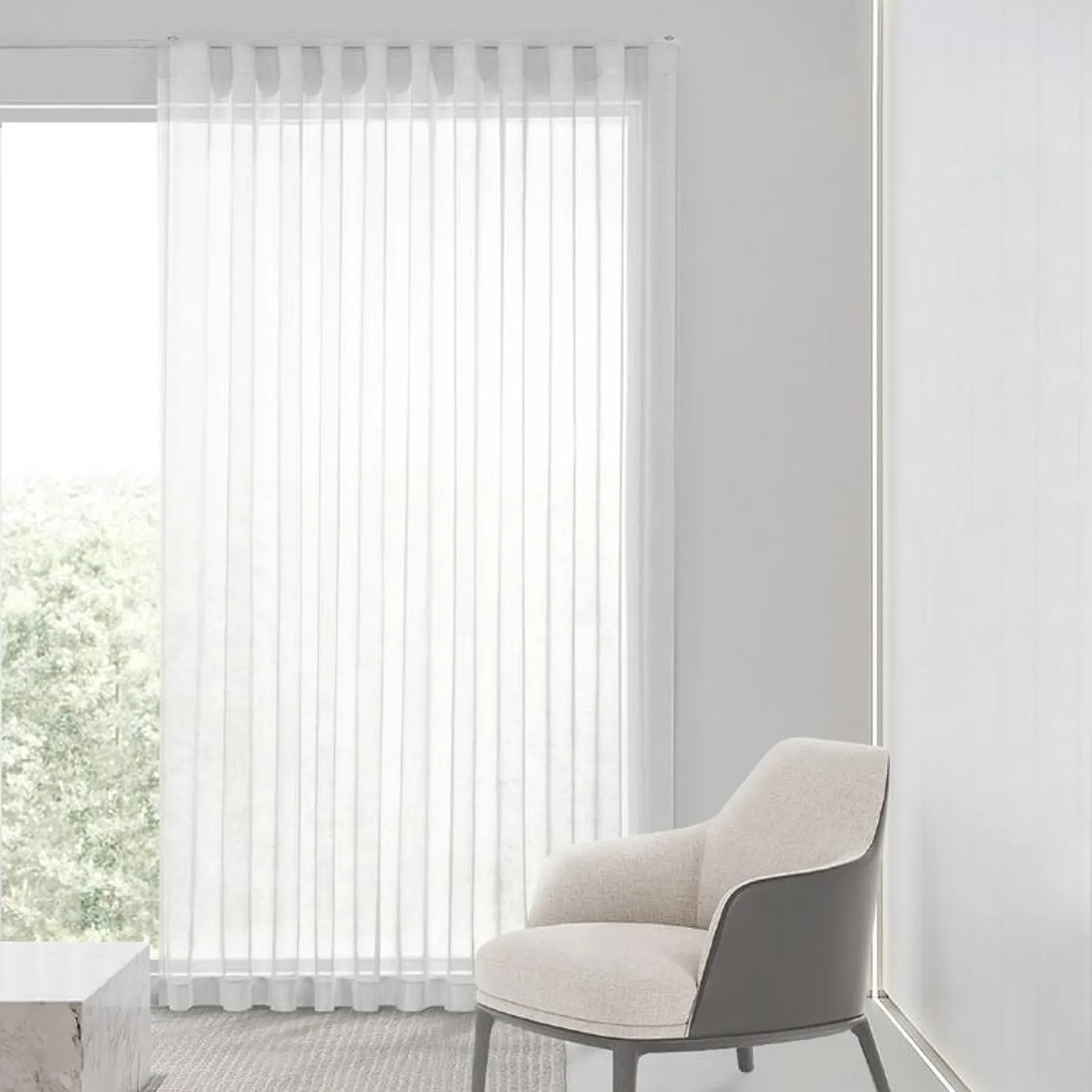 Caprice Montego Sheer S Fold Curtain White