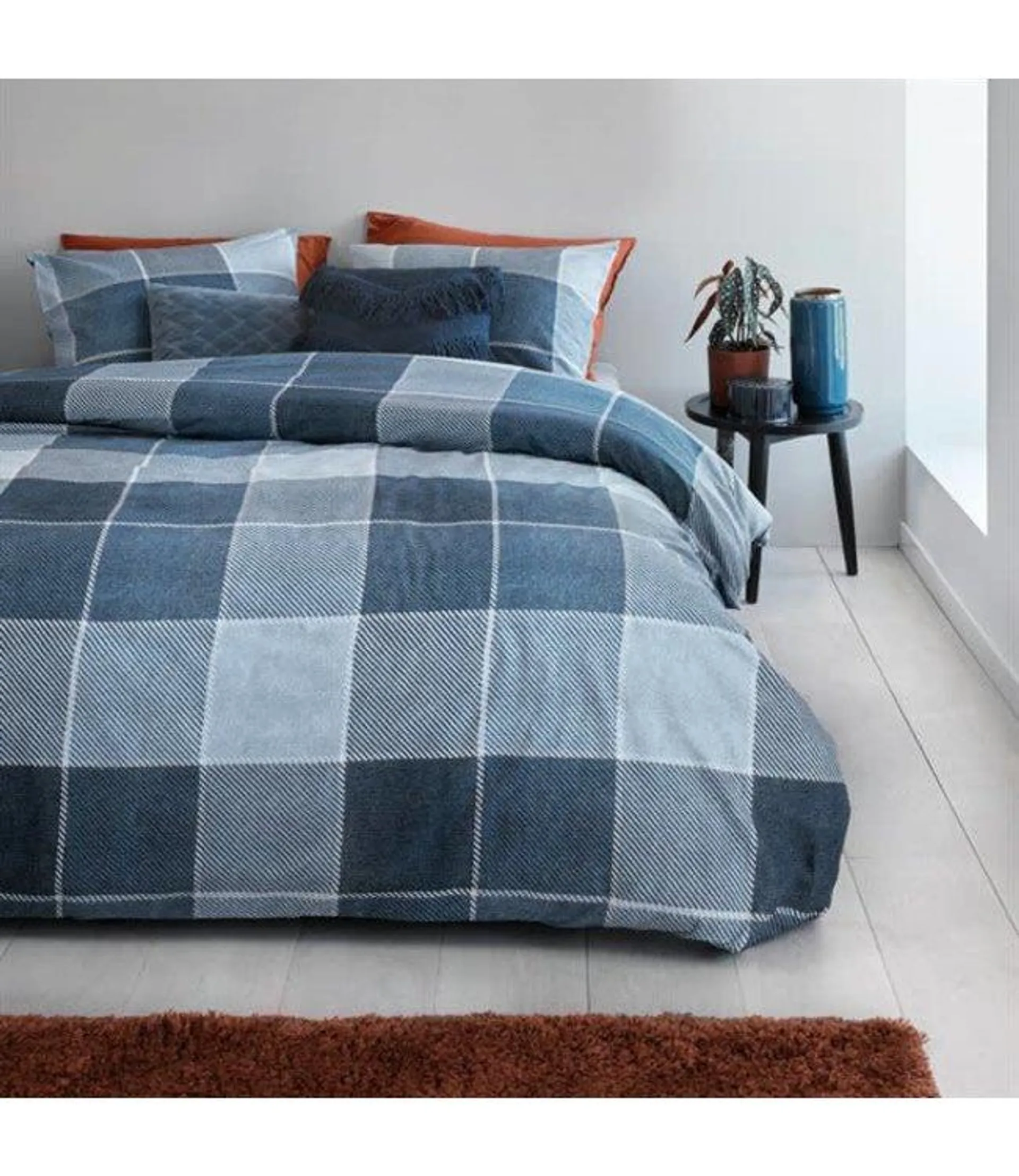 JO&ME BRUCE PLAID BLUE DUVET COVER