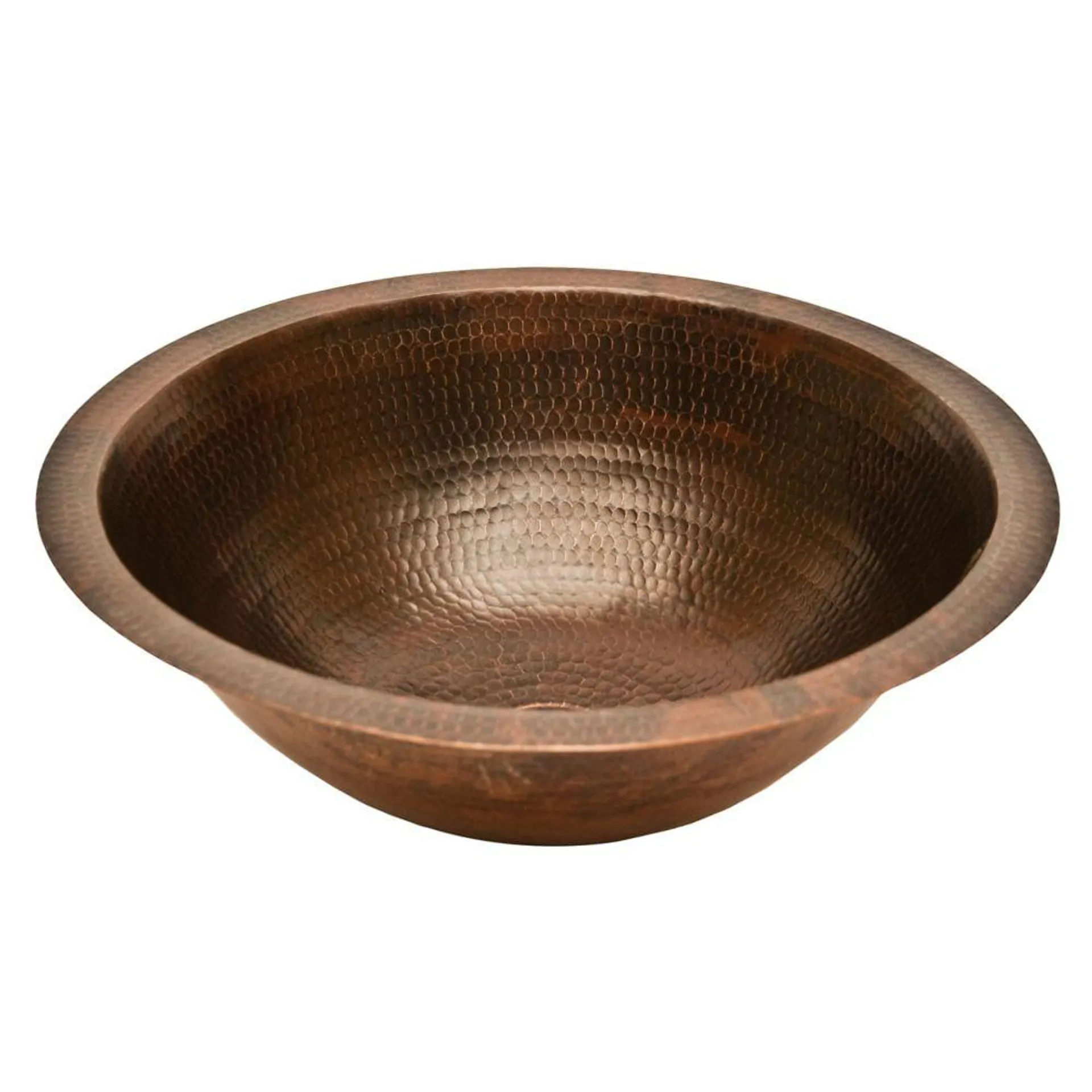 Dual Mount Round Copper 17 inch 0-Hole Bathroom Sink in Oil Rubbed Bronze