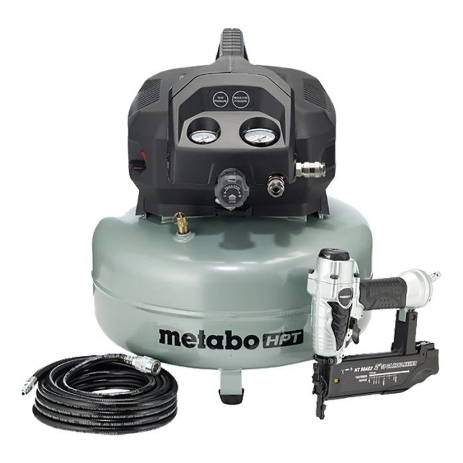 Metabo HPT 2" Brad Nailer and Compressor Kit W/Black Hose