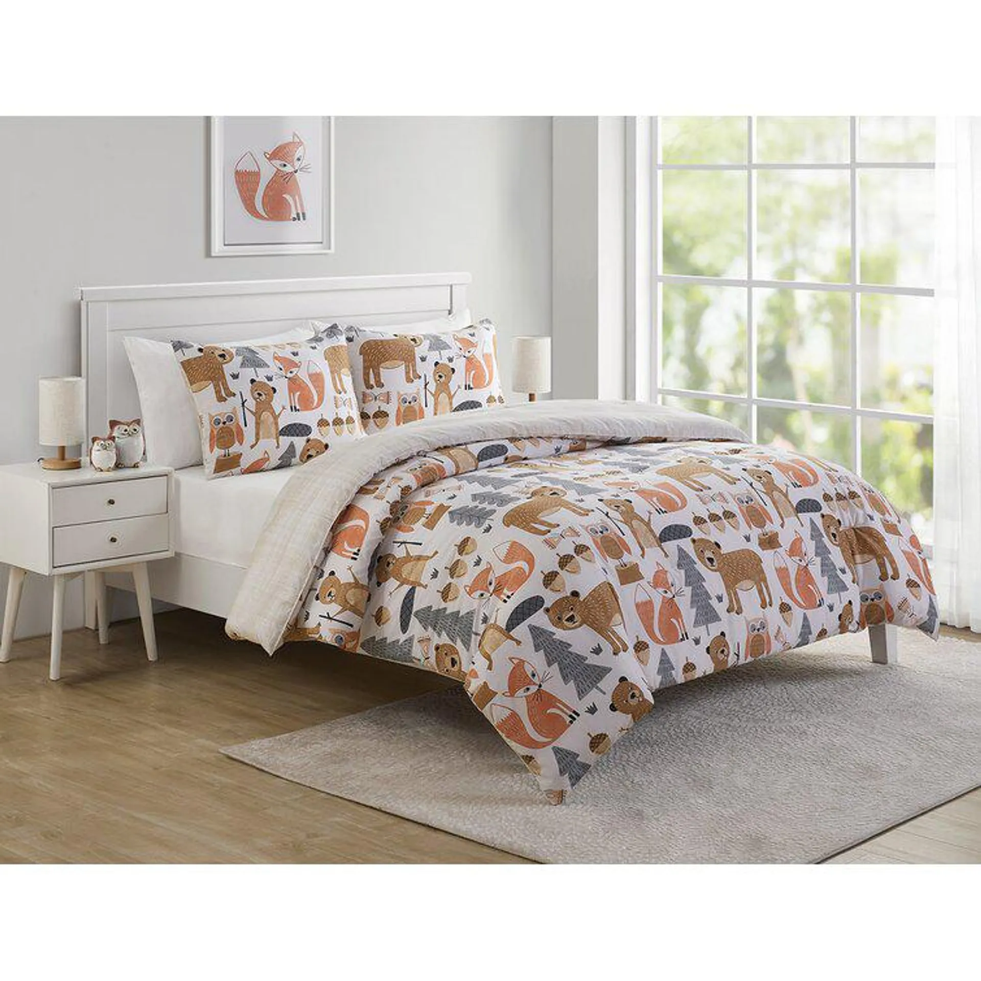 Juarez Grey/Orange/Brown Microfiber Reversible Modern & Contemporary Comforter Set
