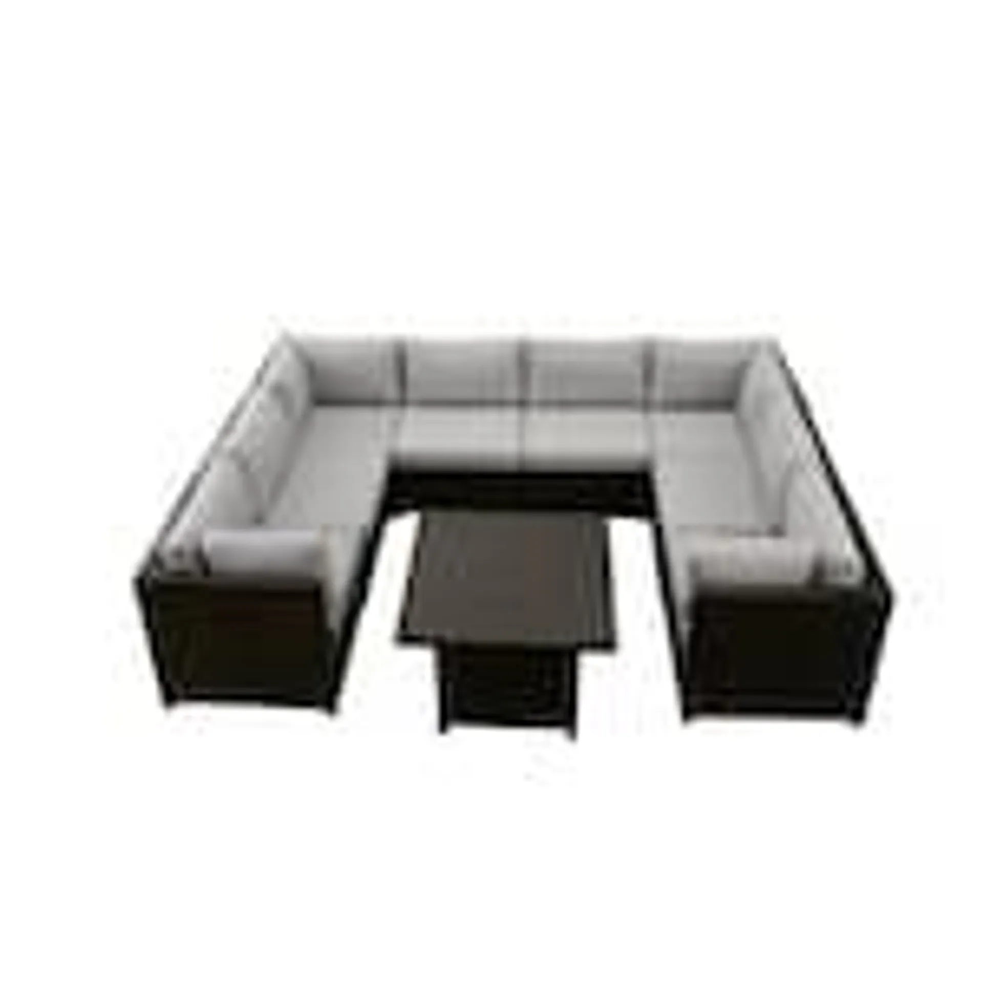 Innesbrook 9 Piece All-Weather Wicker Patio Conversation Set in Grey with Fire