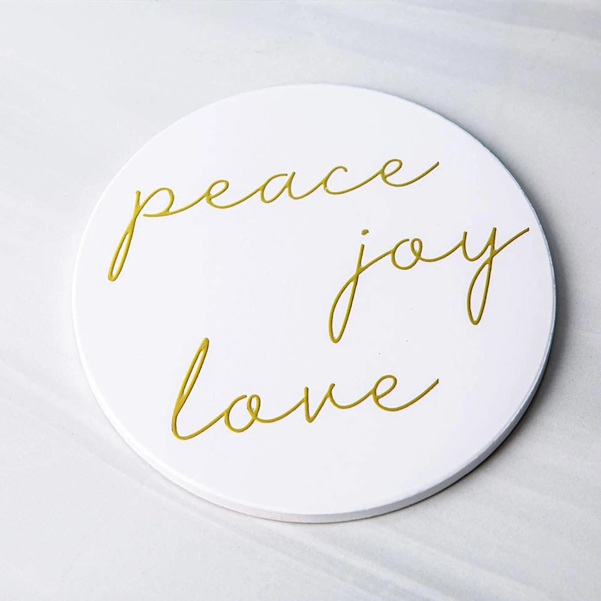 KSP Christmas Ceramic 'Peace Joy Love' Trivet 20cm Dia.