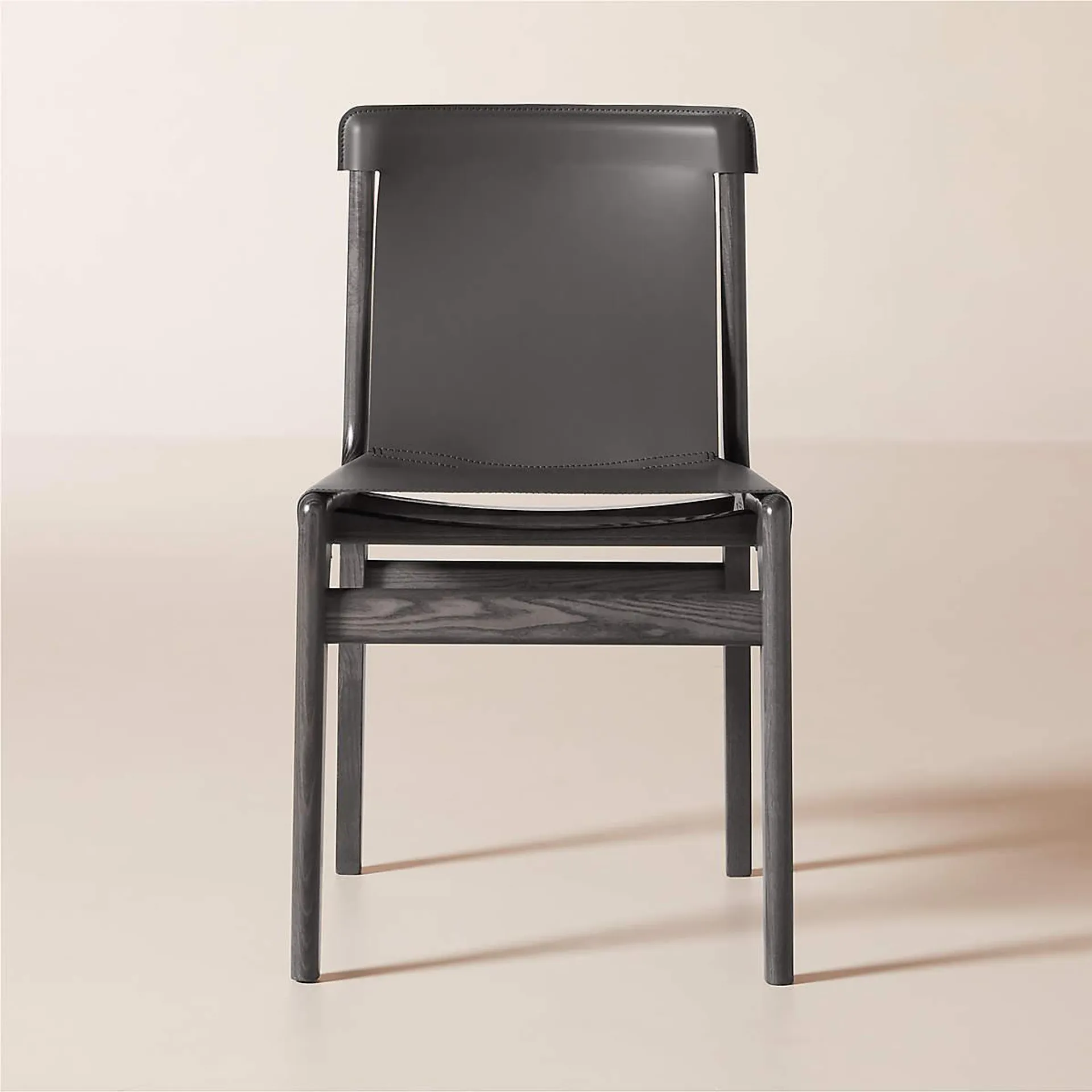 Burano Charcoal Grey Leather Sling Dining Chair