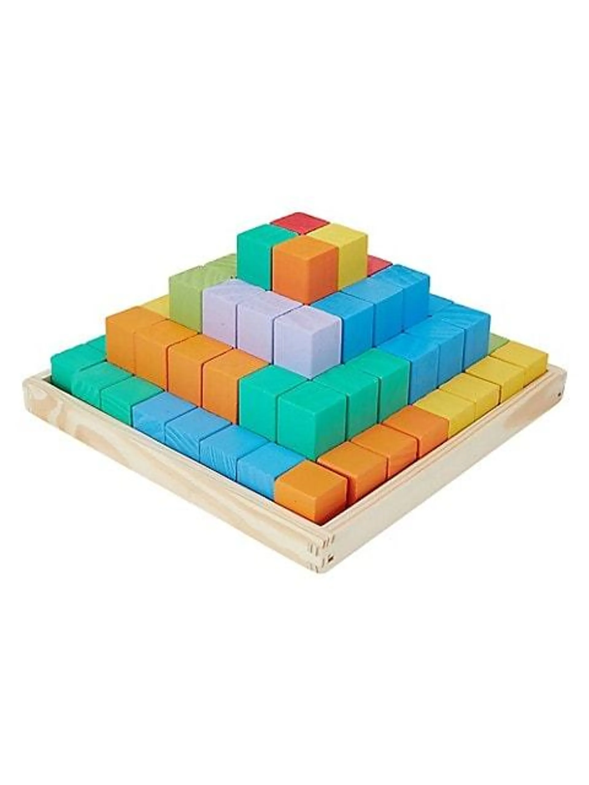 64-Piece Wooden Blocks Pyramid