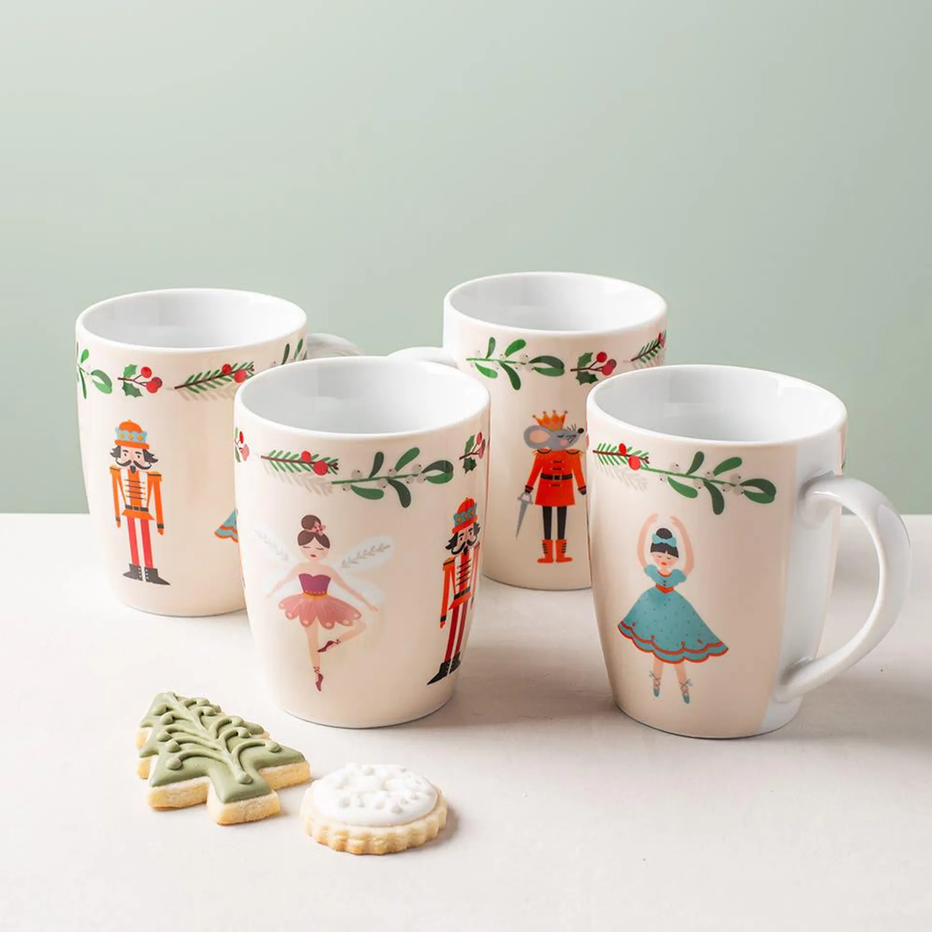 KSP Christmas Decal 'Nutcracker Suite' Porcelain Mug - Set of 4