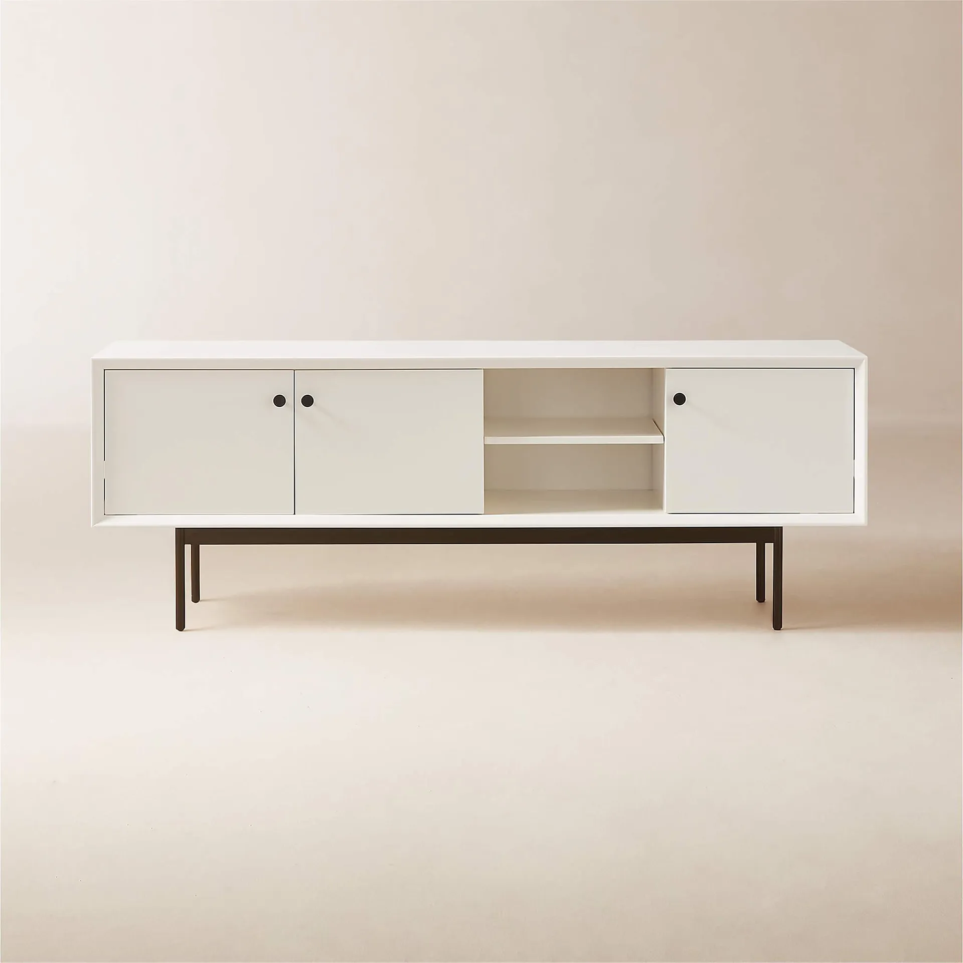 Fase 78" Ivory High-Gloss Lacquered Media Console