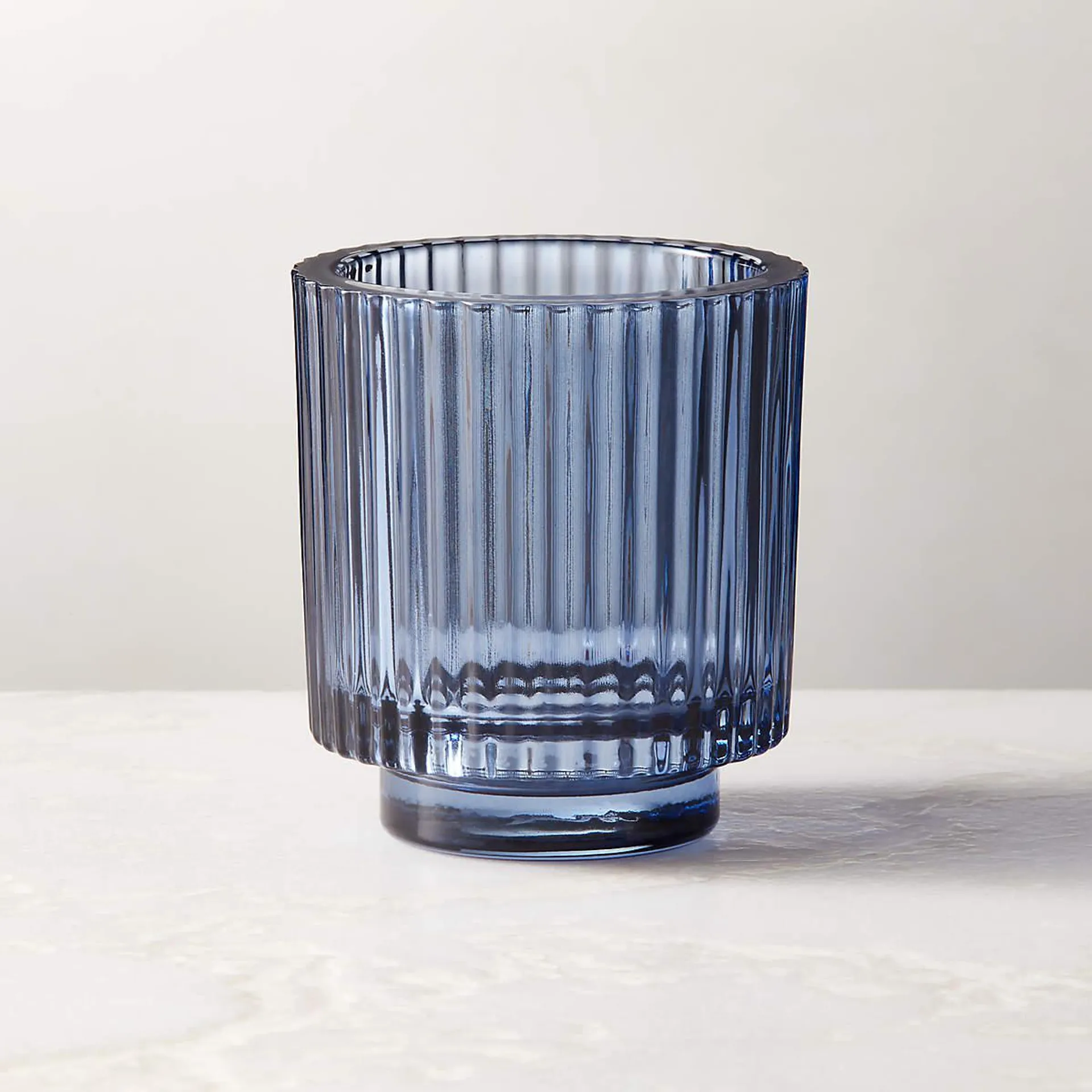Ezra Blue Glass Tealight Candle Holder