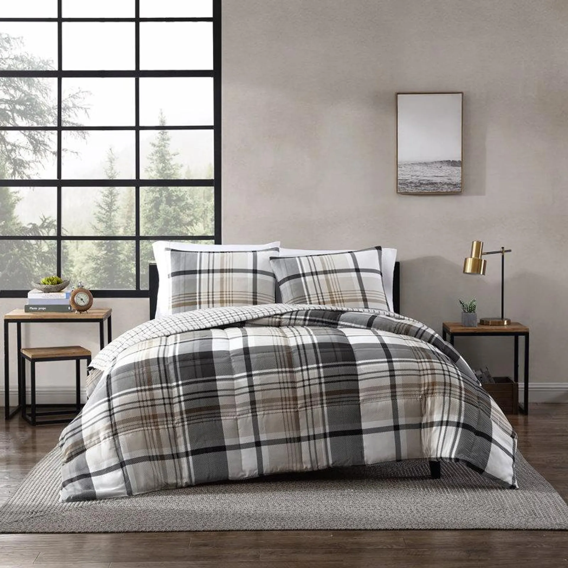 Eddie Bauer Normandy Plaid Down Alt Cozy Reversible Comforter Set