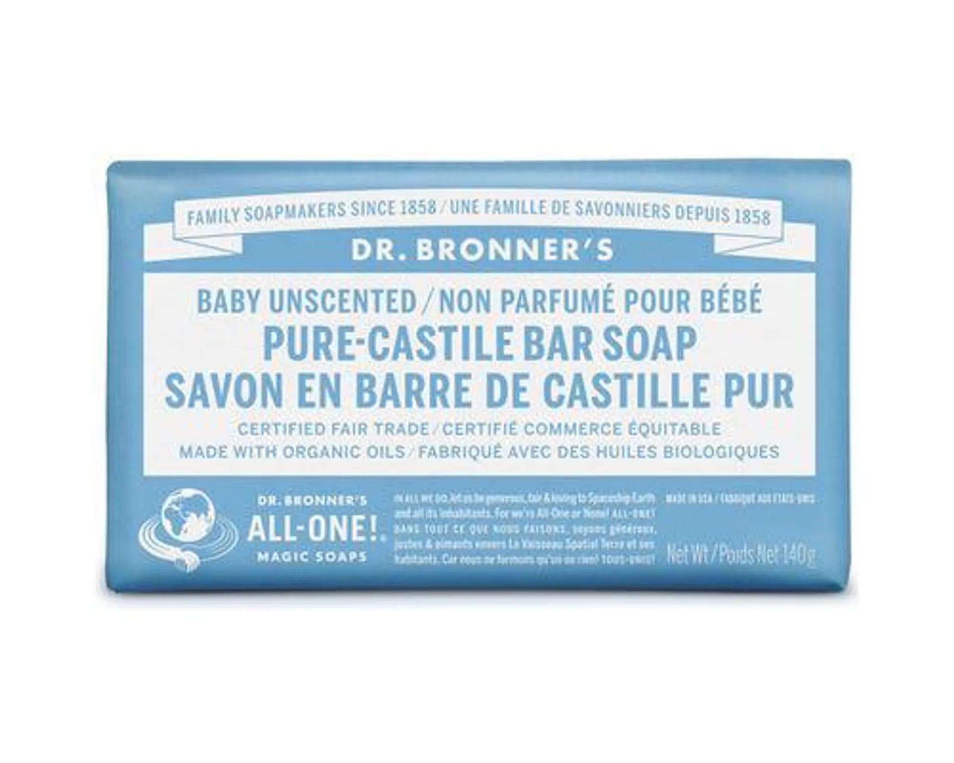 Dr. Bronner's Pure-Castile Bar Soap Baby Unscented 140g