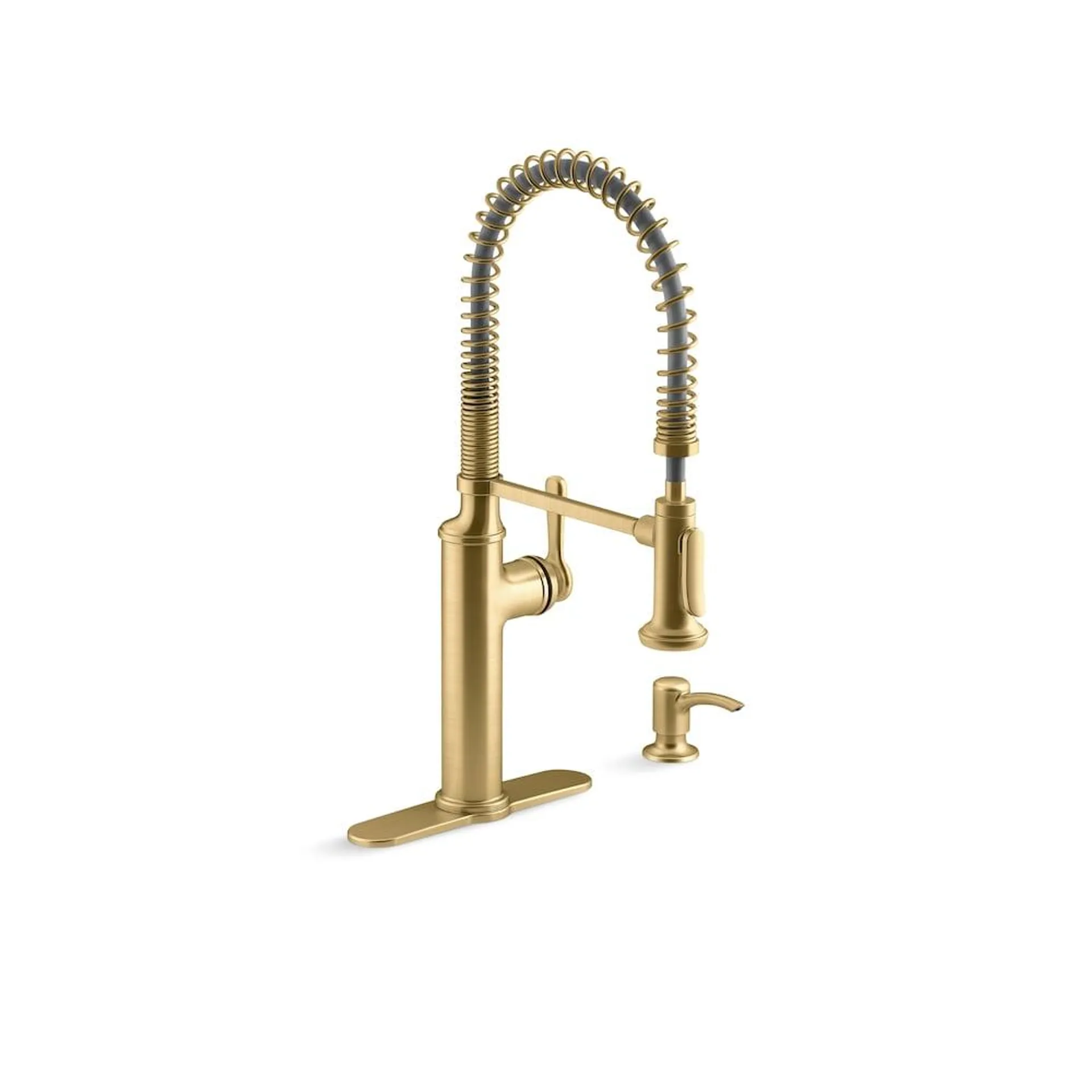 Sous Single-handle semi-professional kitchen sink faucet in Brushed Brass