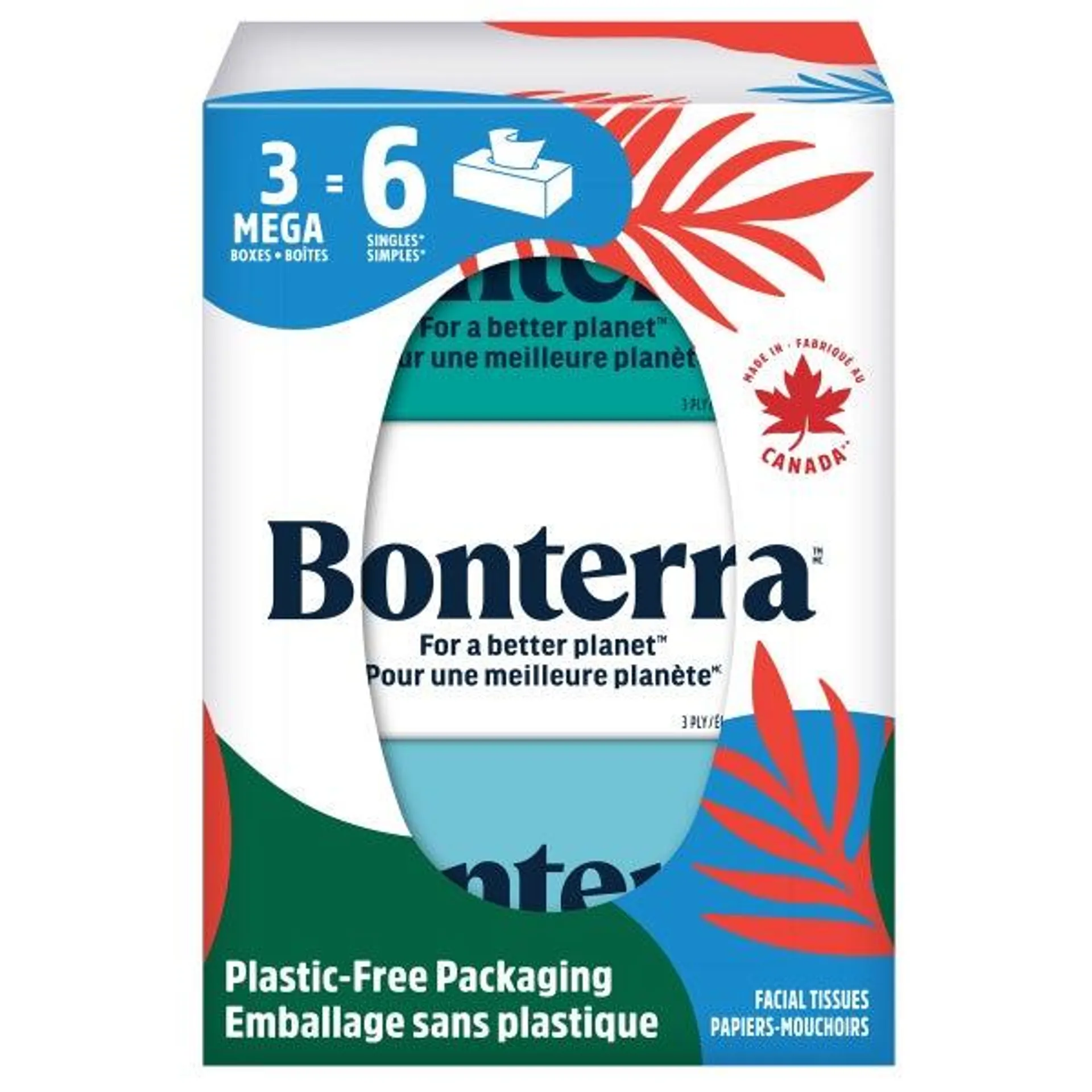 Bonterra Facial Tissue 3-ply 36 boxes x 150 sheet