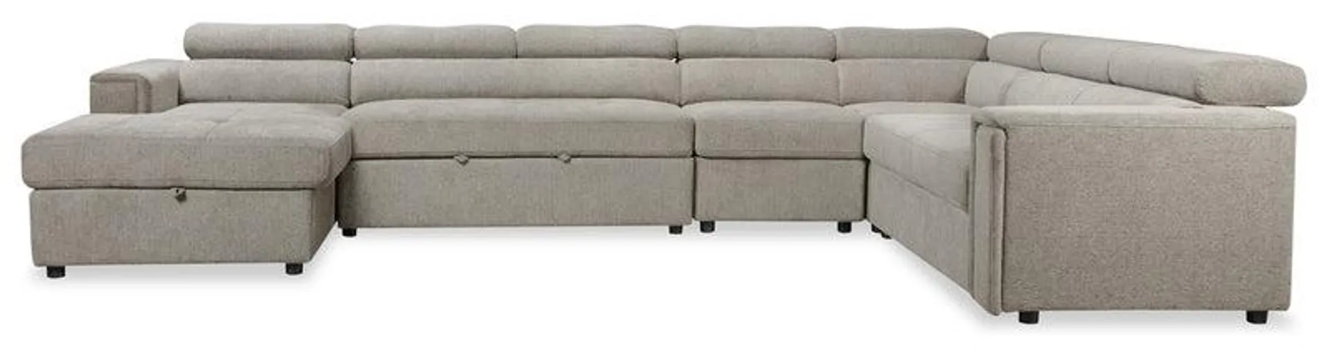 Savvy 5-Piece Linen-Look Fabric Left-Facing Sleeper Sectional - Grey