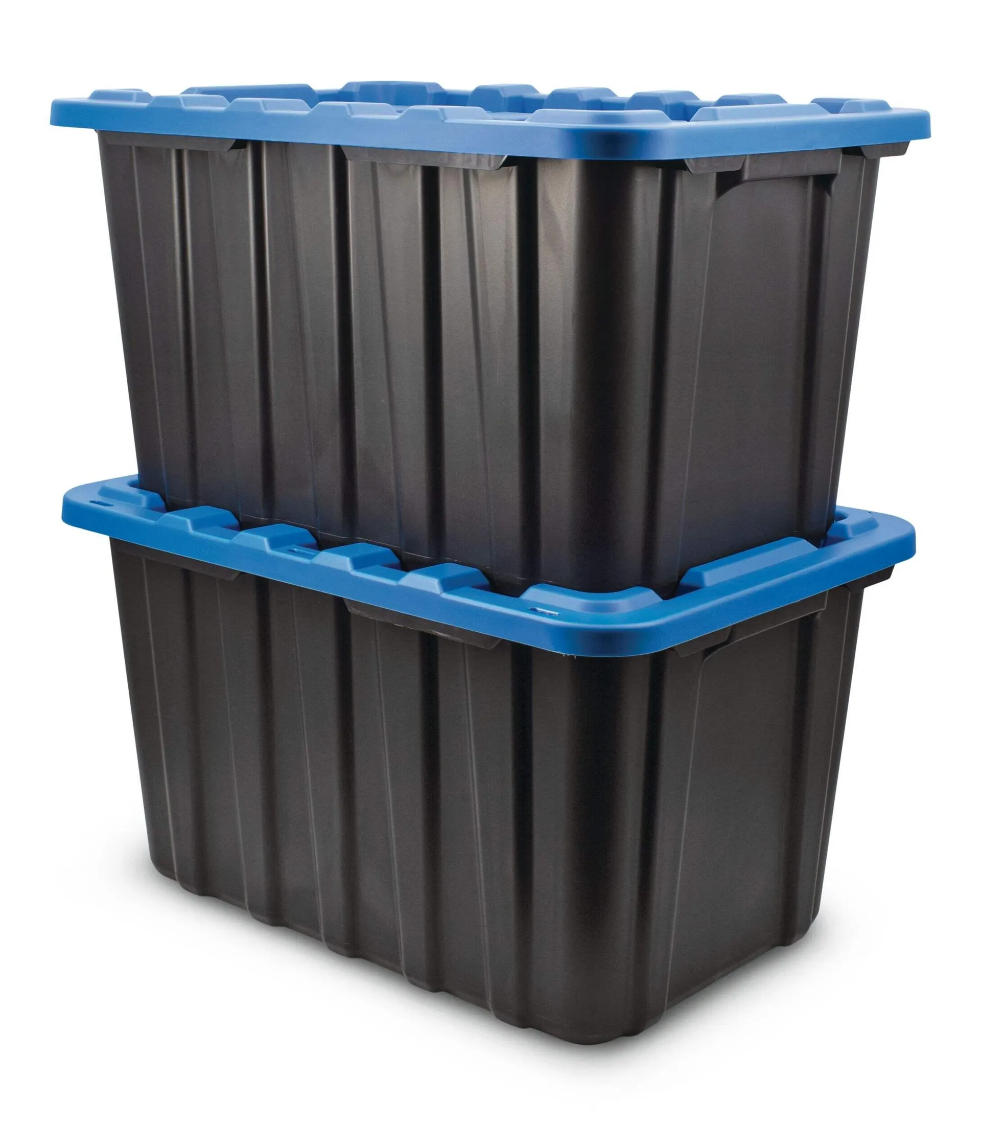 Mastercraft Heavy Duty Plastic Storage Box Container, 102-L, Black, 2-pk