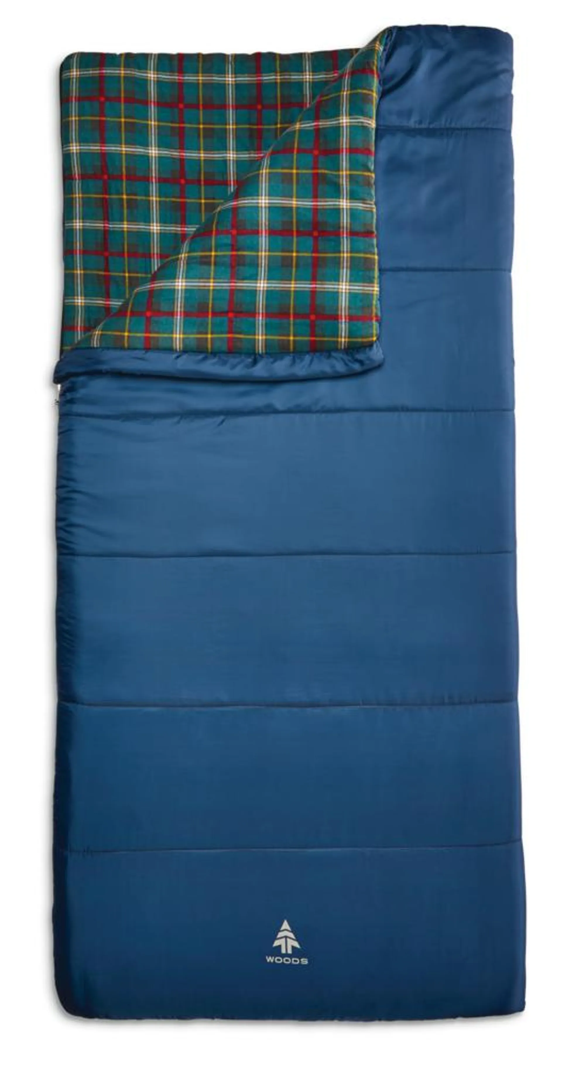 Woods Canmore Cotton Flannel Lined Insulated Cool Weather Sleeping Bag w/ Compression Sack, 0°C