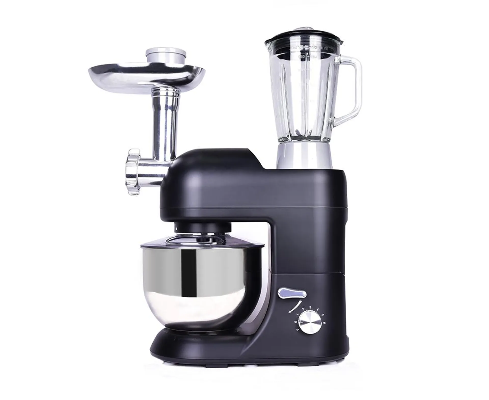 thinkkitchen Pro Electric Multifunctional 6 Speed Stand Mixer, Meat Grinder & Juice Blender, 650W, Black